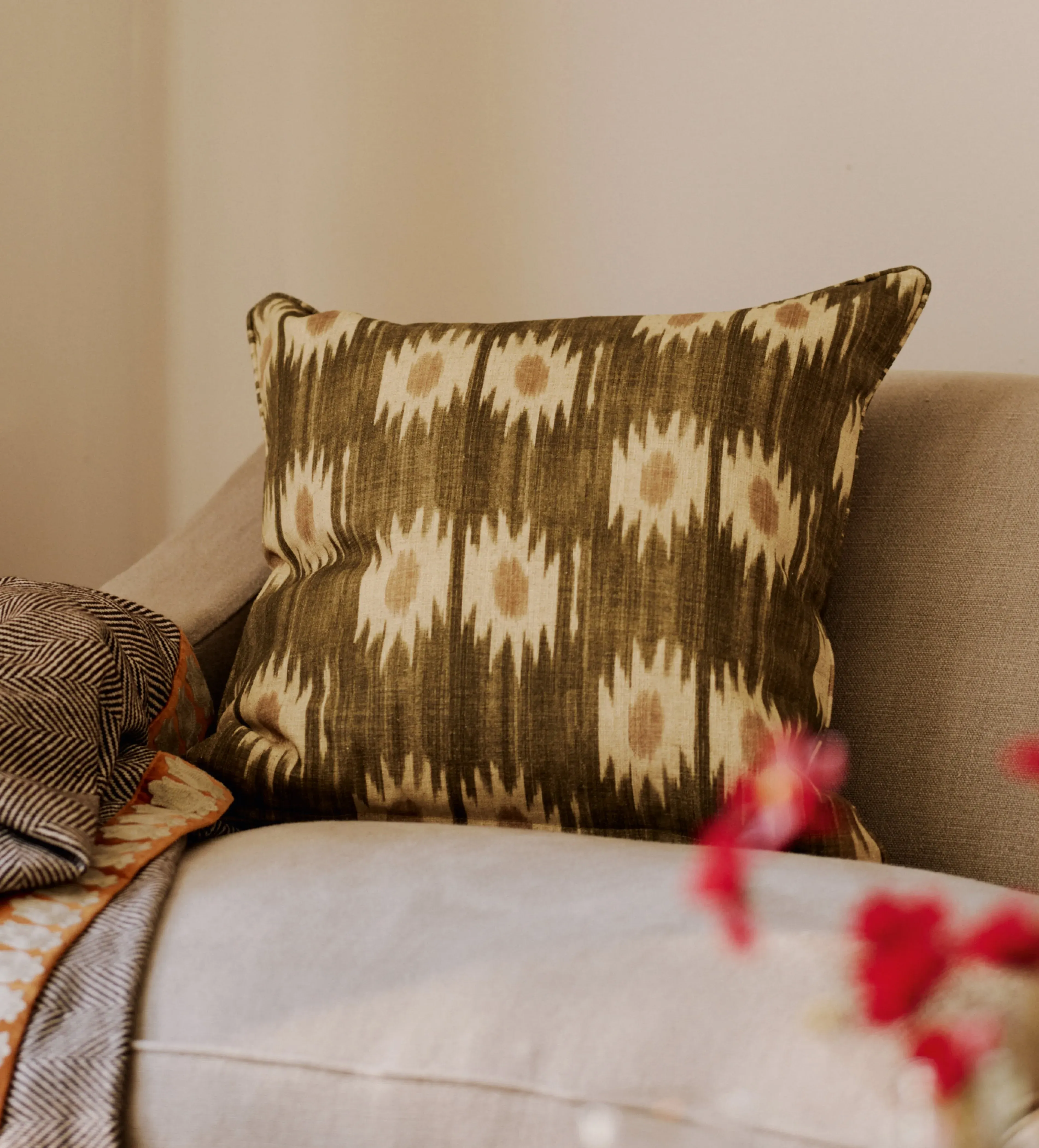 Cushion Cover - Olive, Cotton Hemp Blend