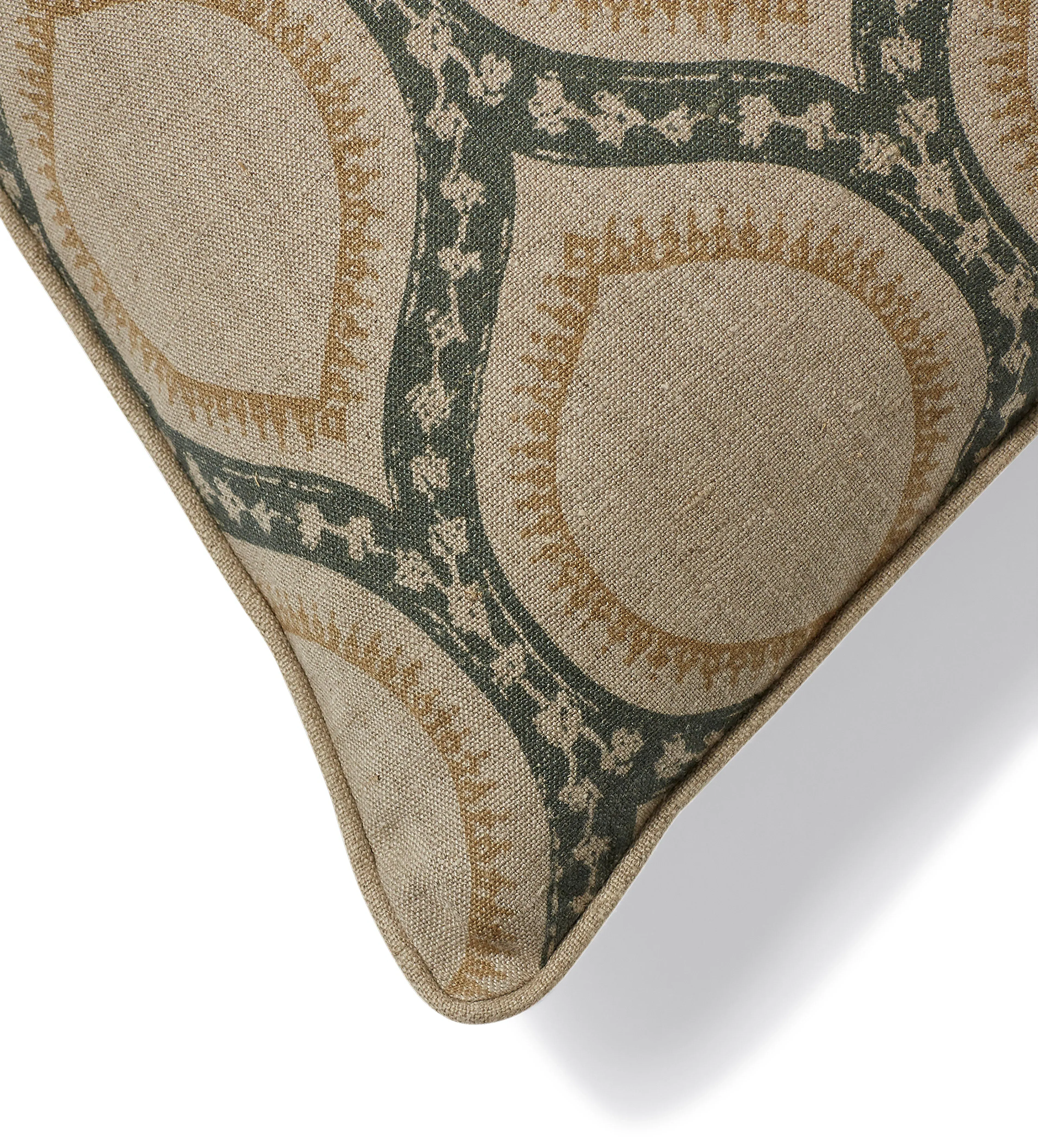 Cushion Cover with Abstract Pattern - Green, Linen
