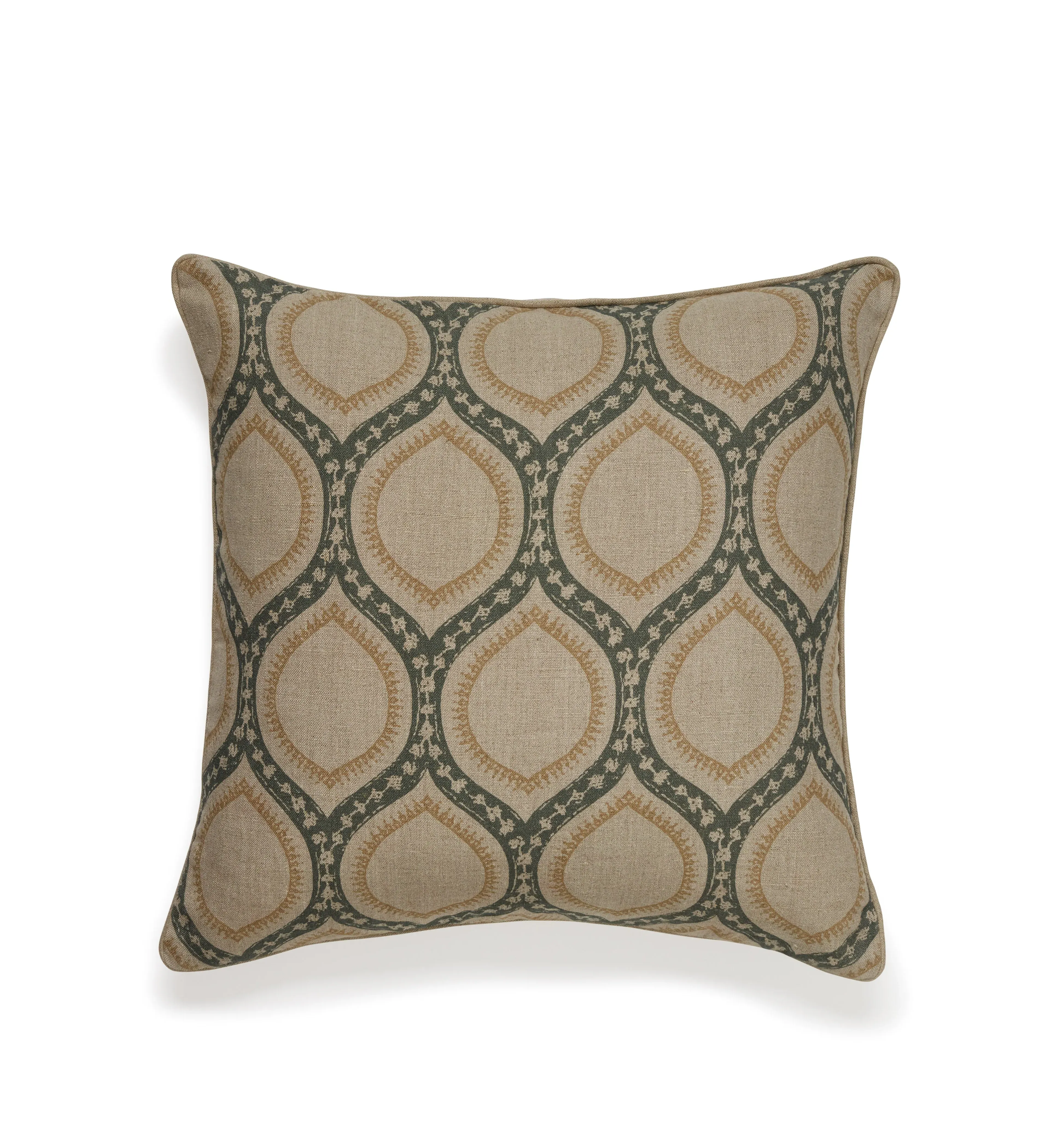Cushion Cover with Abstract Pattern - Green, Linen image