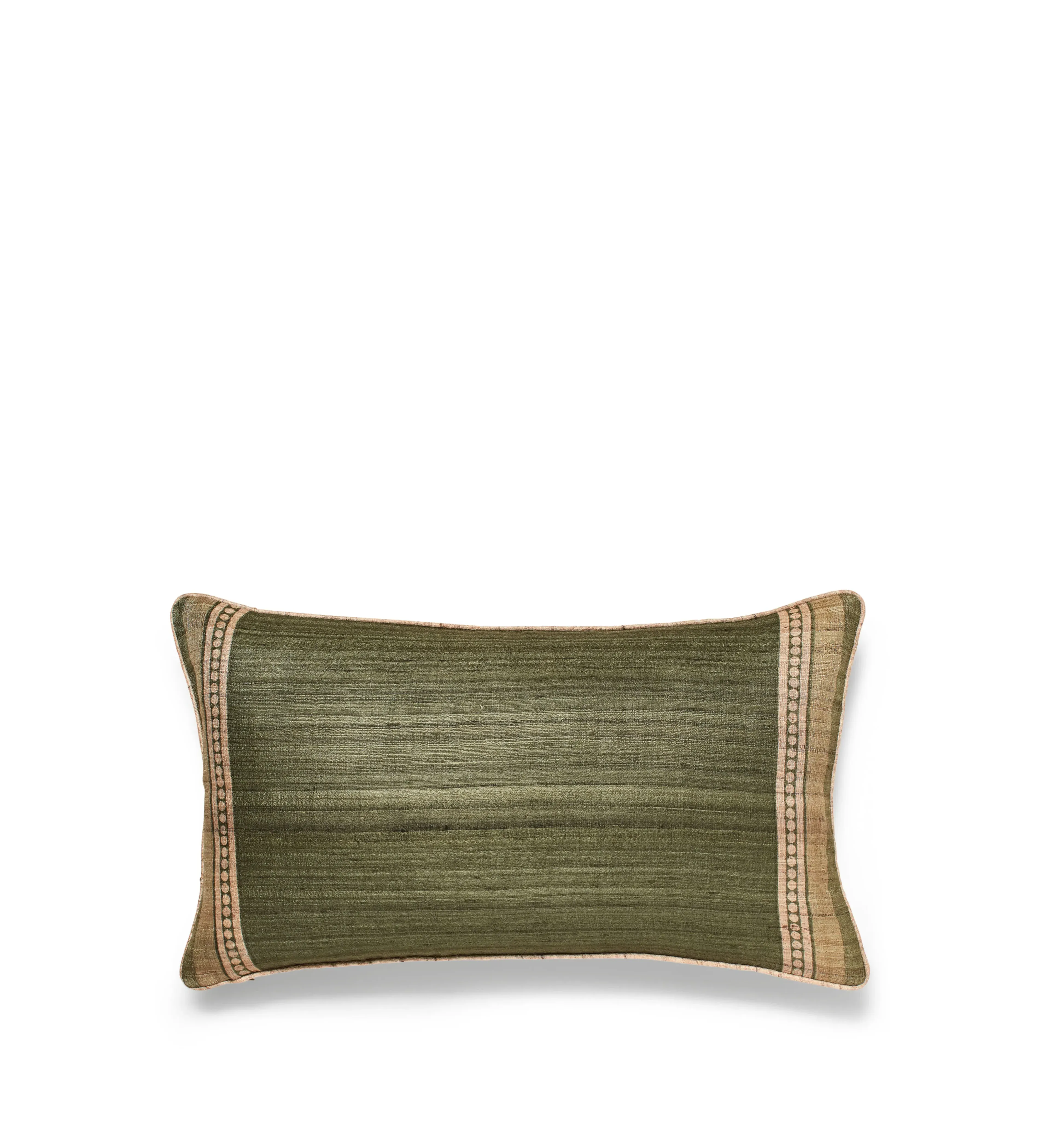 Cushion Cover with Block Print - Grey Green, Silk