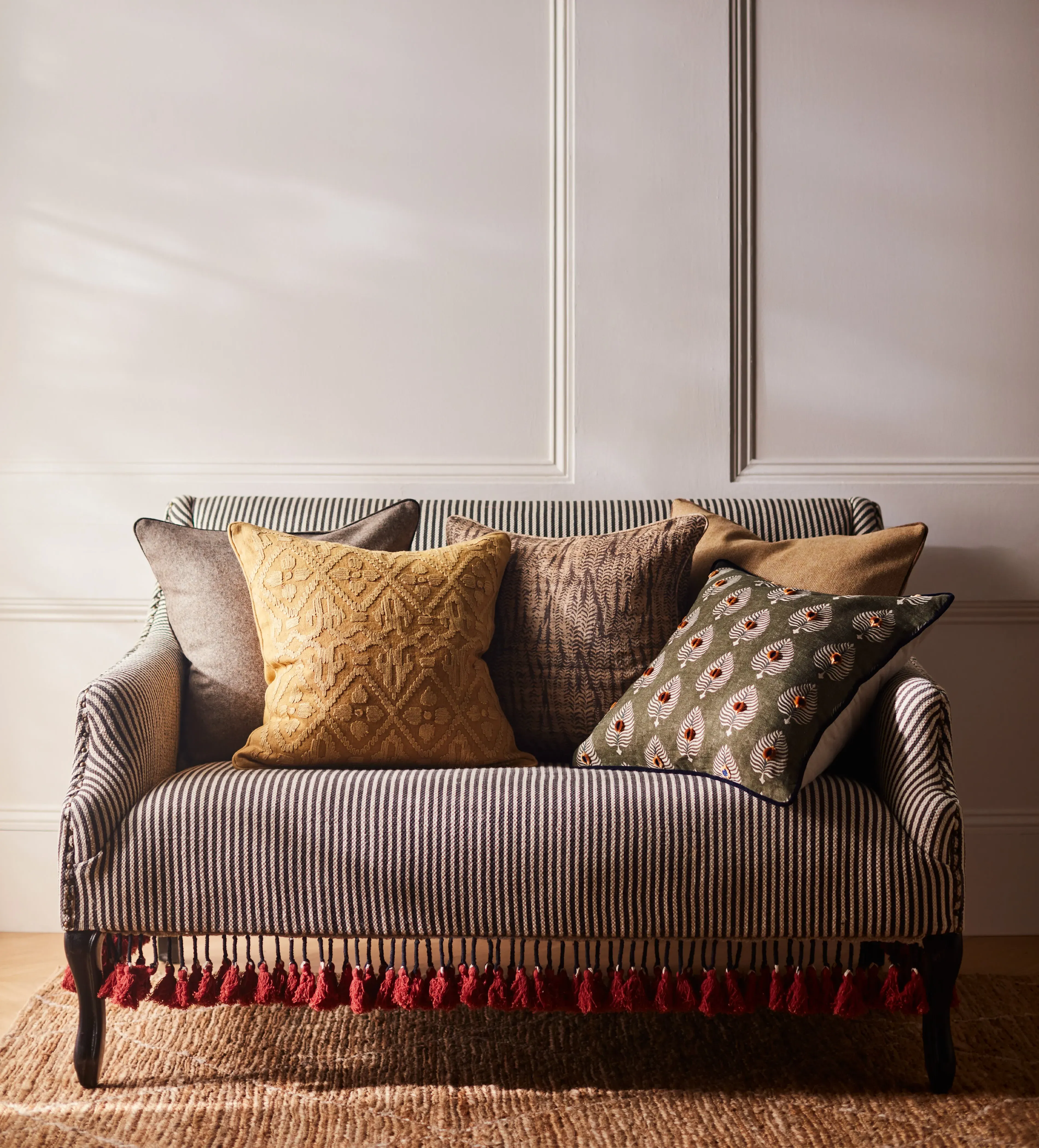 Cushion Cover with Herringbone - Natural, Wool