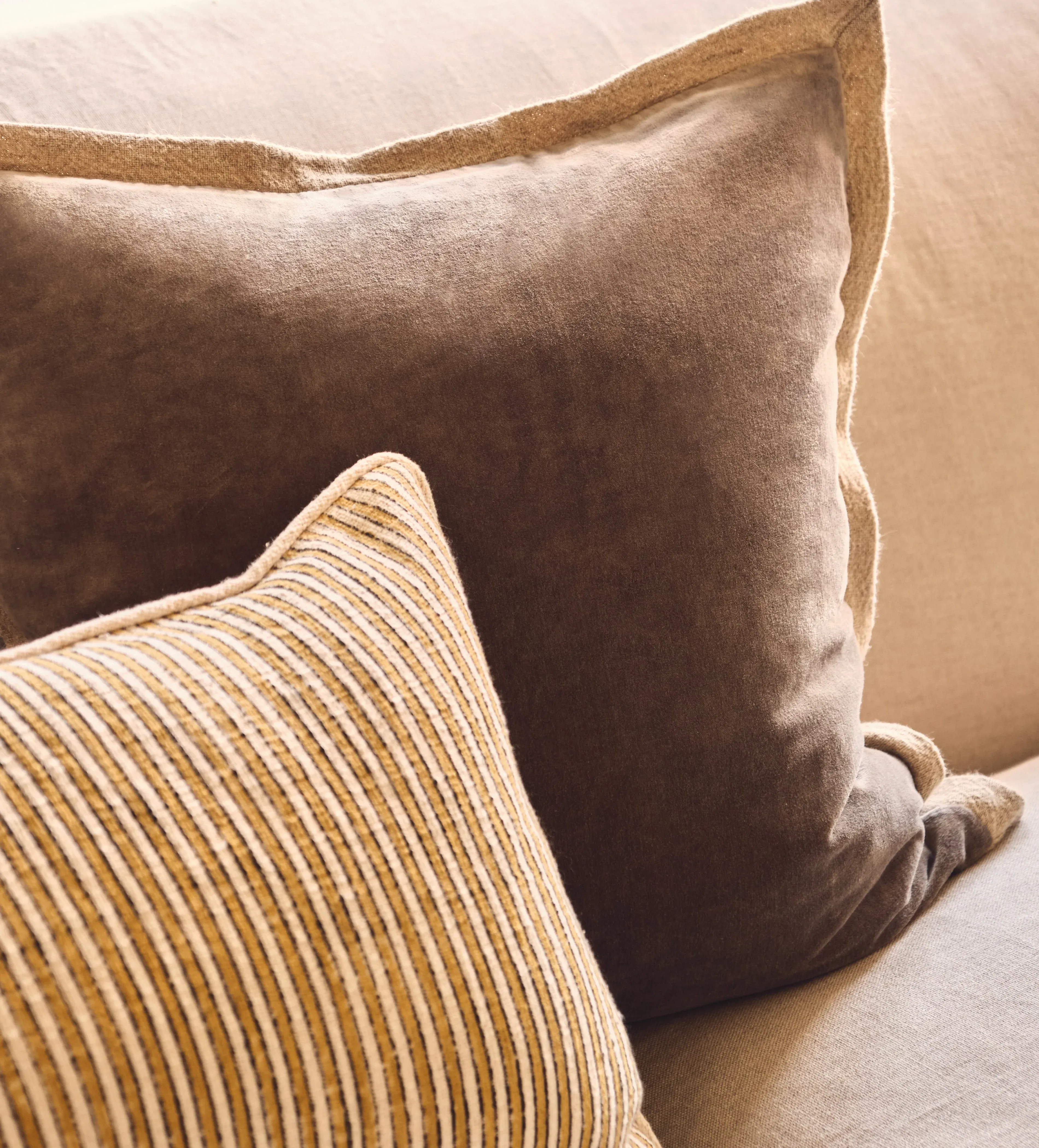 Cushion Cover with Linen Flange - Sage, Velvet
