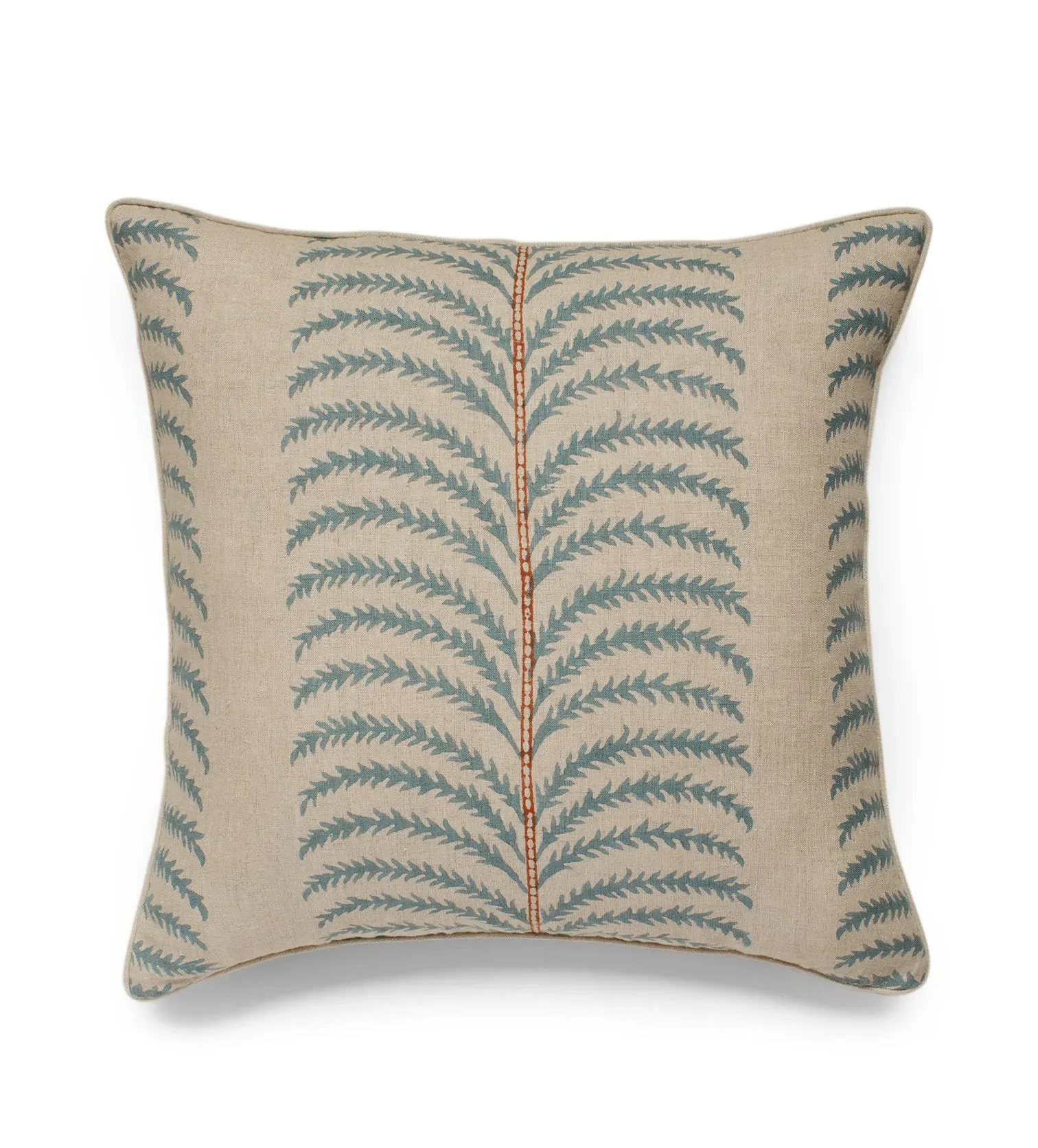 Cushion Cover with Palm Print - Seafoam