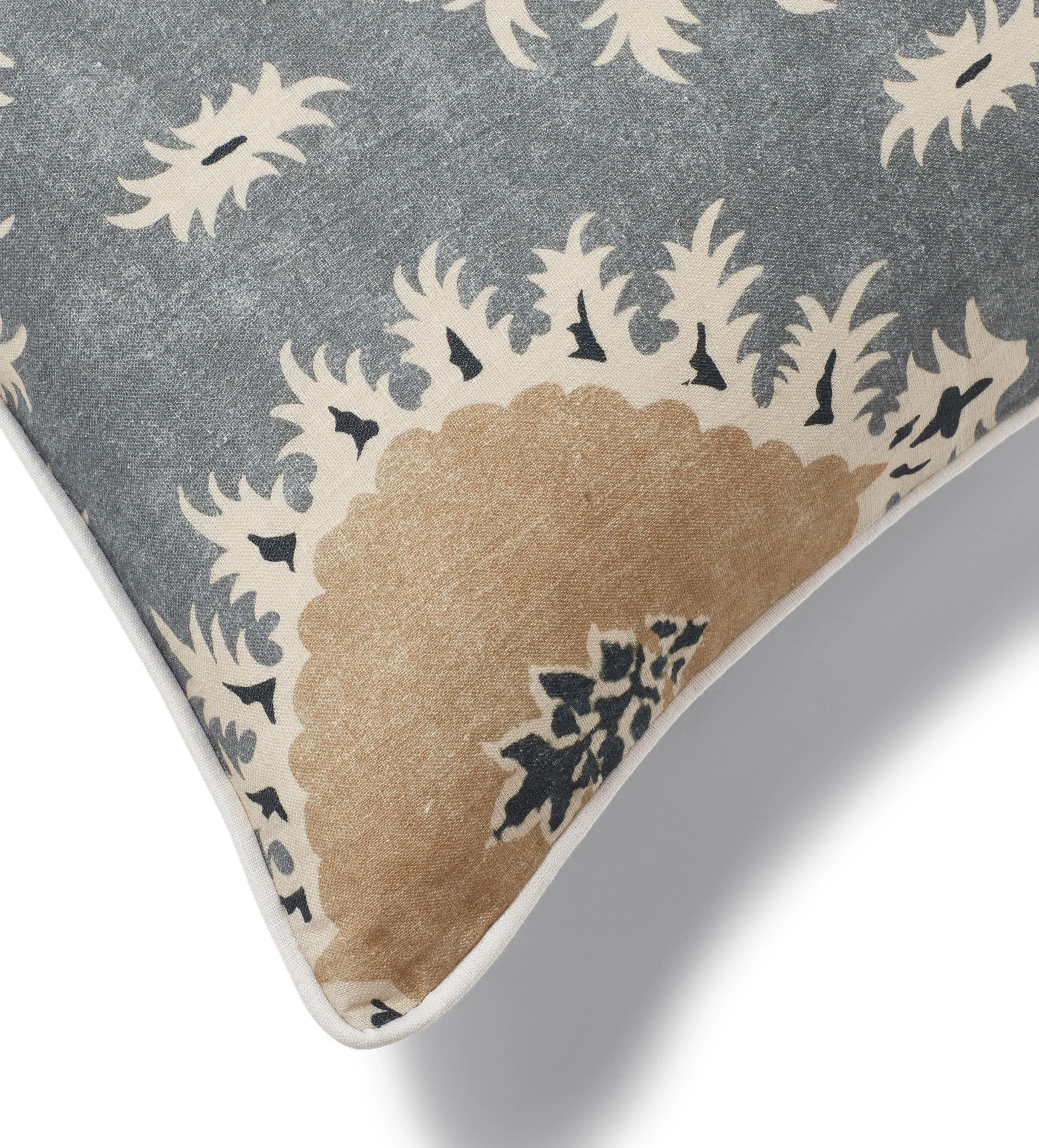 Cushion Cover with Print - Grey Blue, Linen