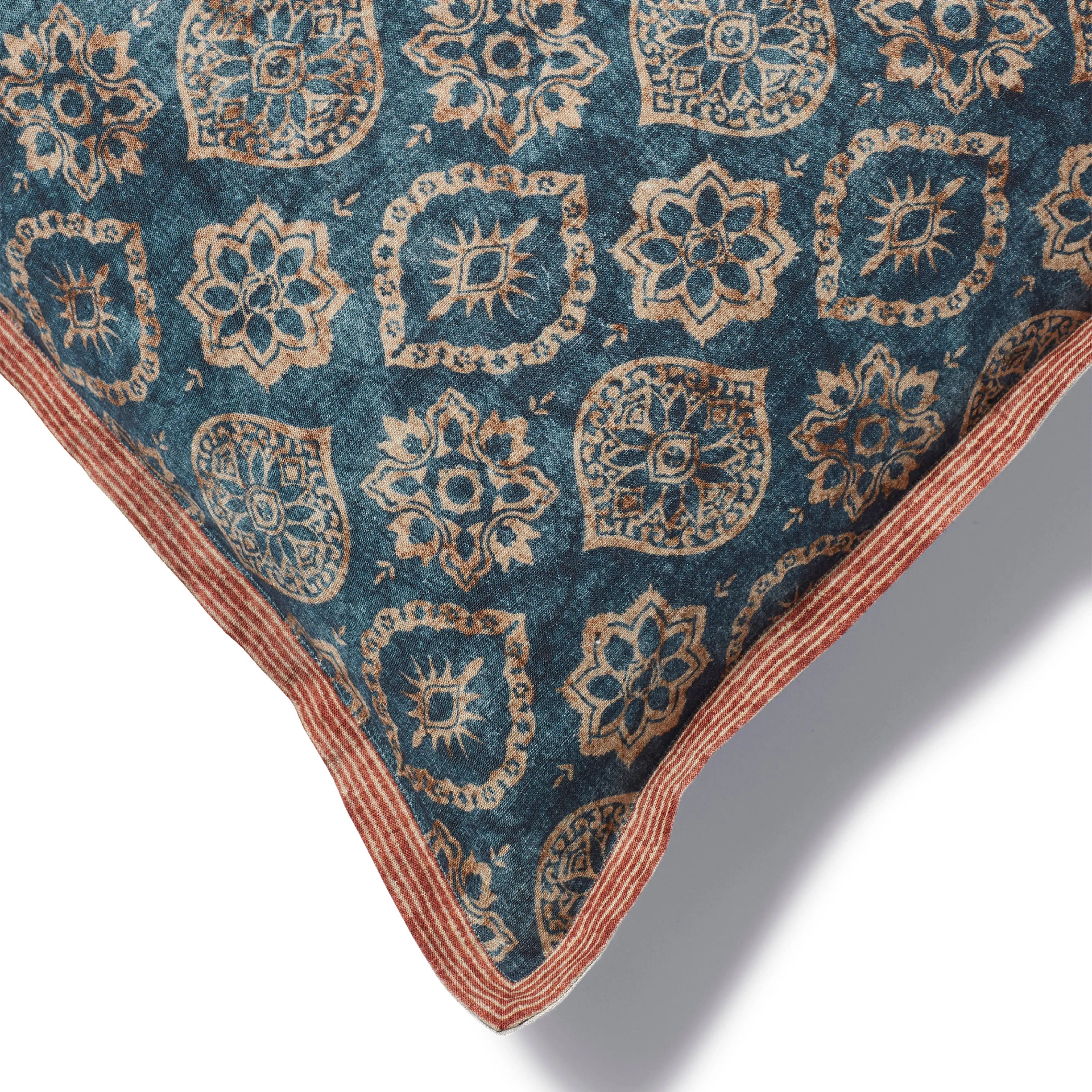 Cushion Cover with Star Motifs - Blue, Cotton