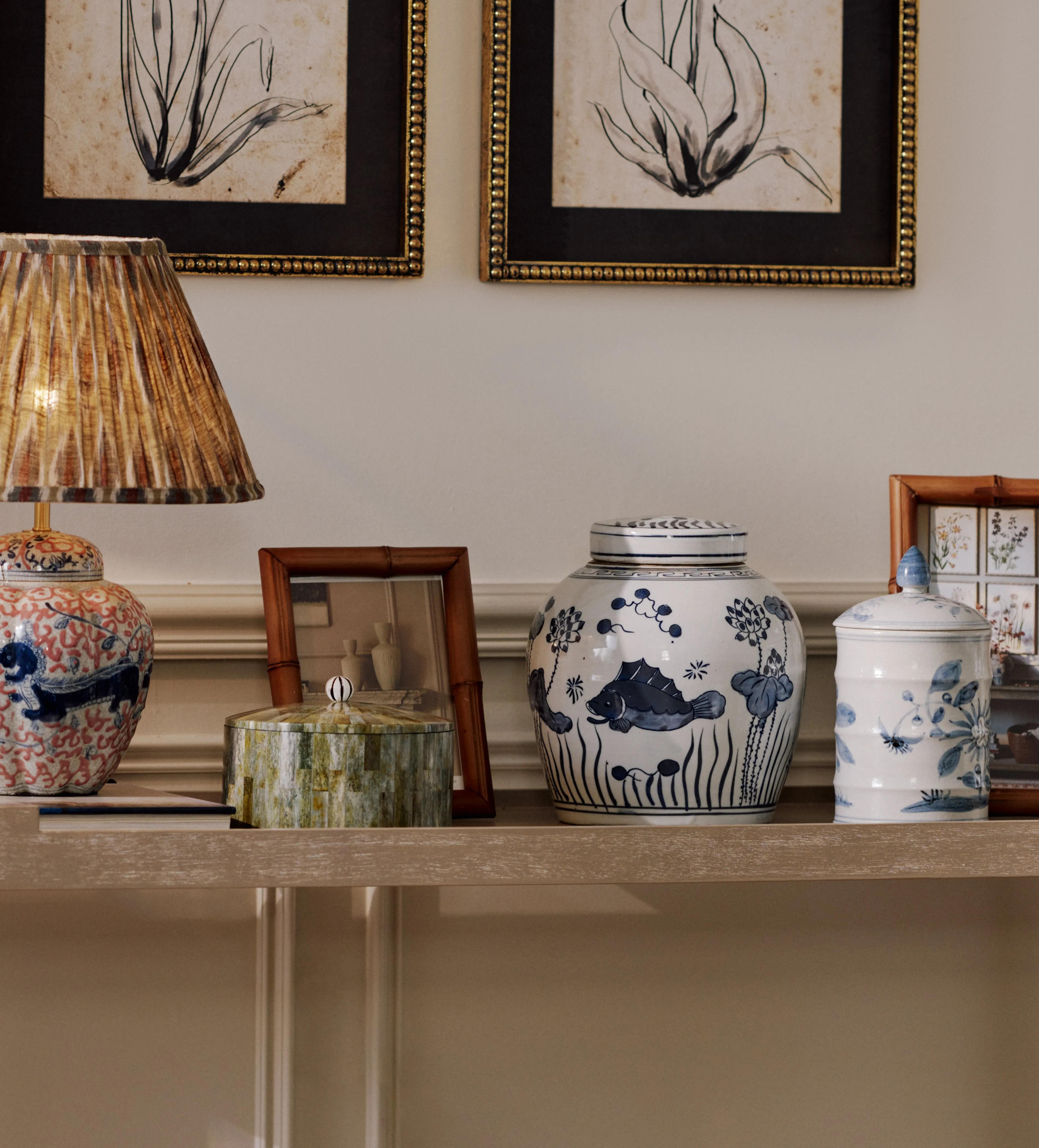 Decorative Jar with Fish Design - Ceramic
