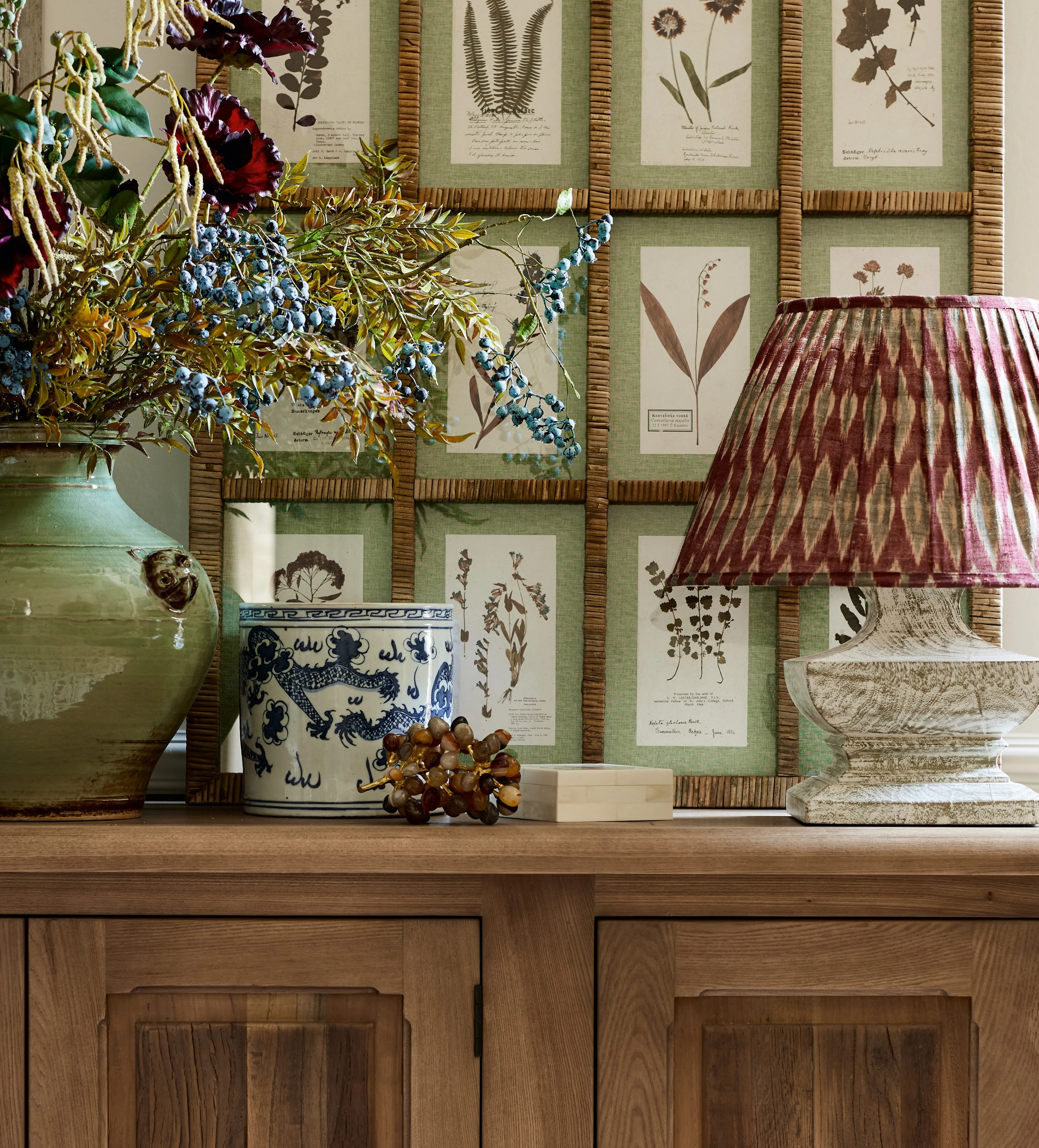 Decorative Pot with Chinoiserie Design - Ceramic