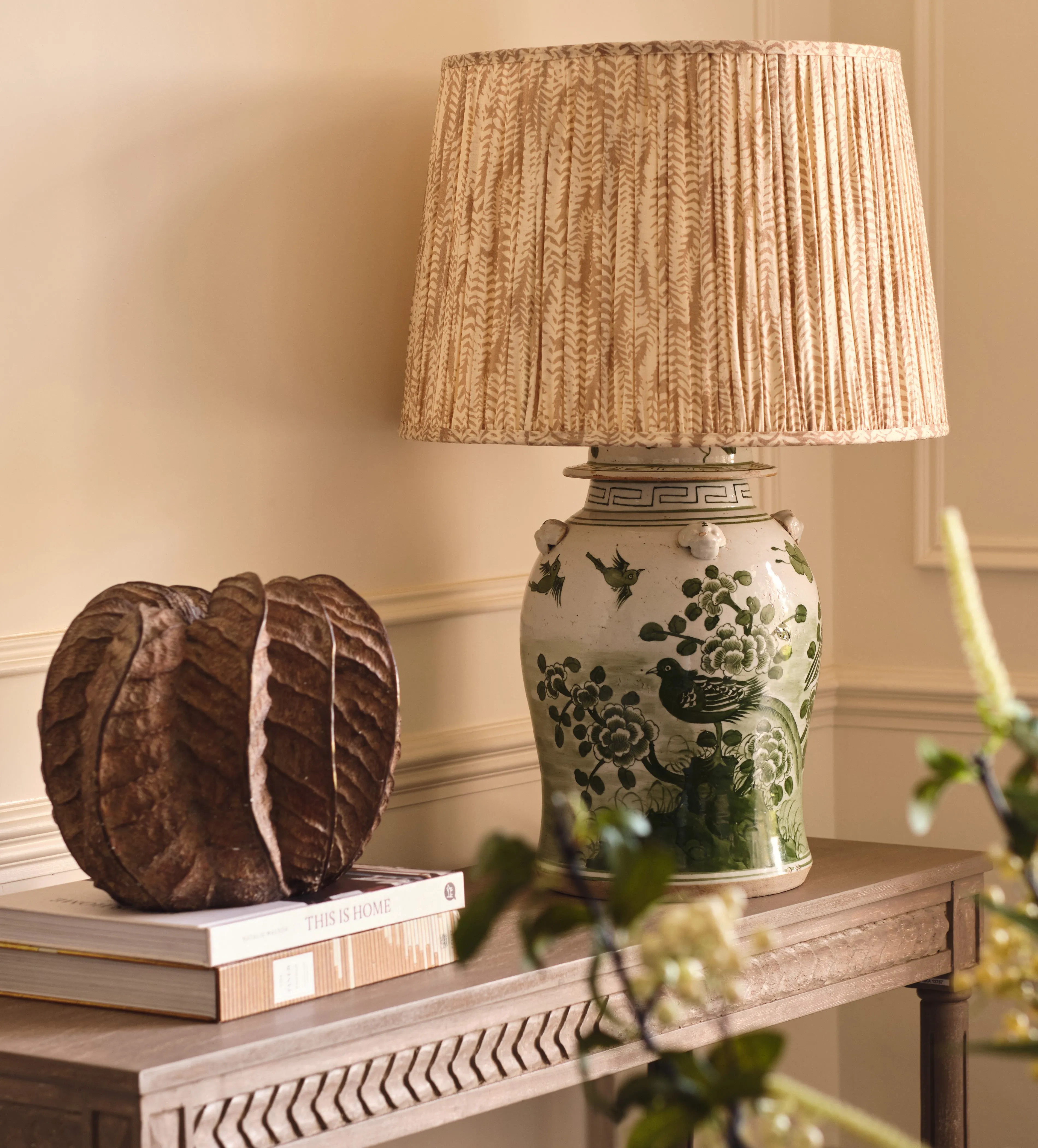 Decorative Vase with Leafy Design - Brown