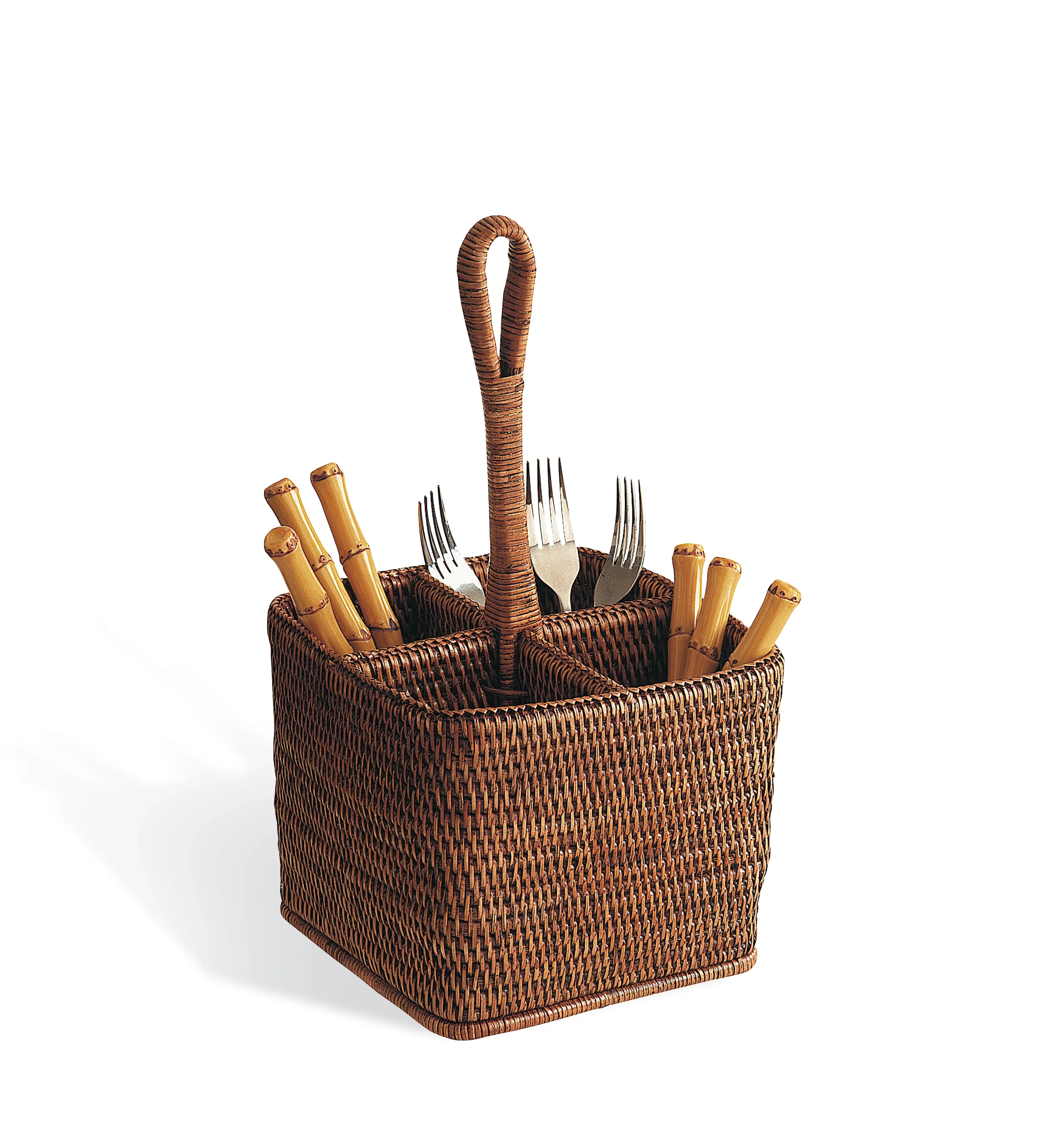 Deep Carry Tray with Handle - Brown, Rattan image
