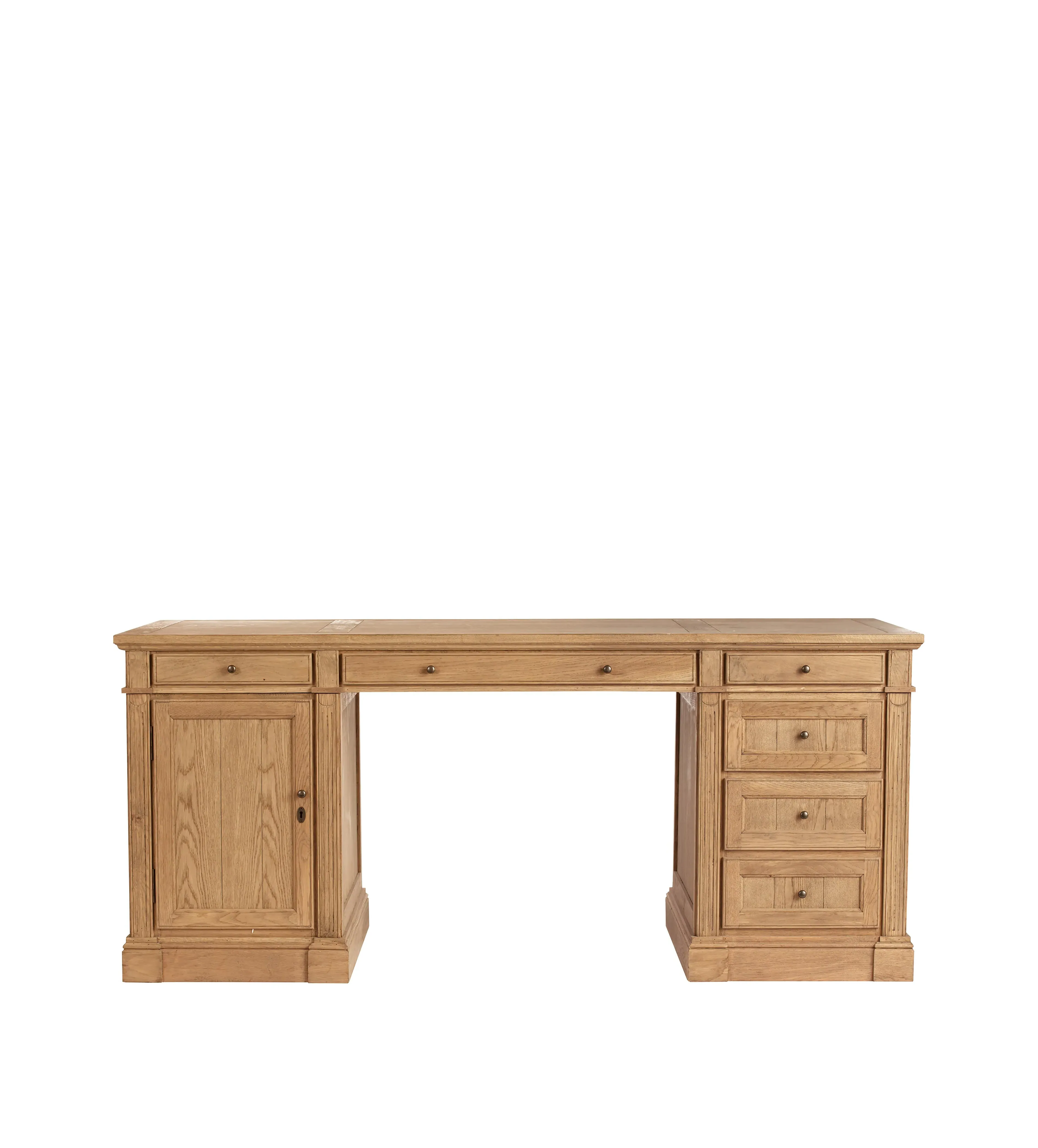 Desk with Cupboard Storage - Weathered Oak image