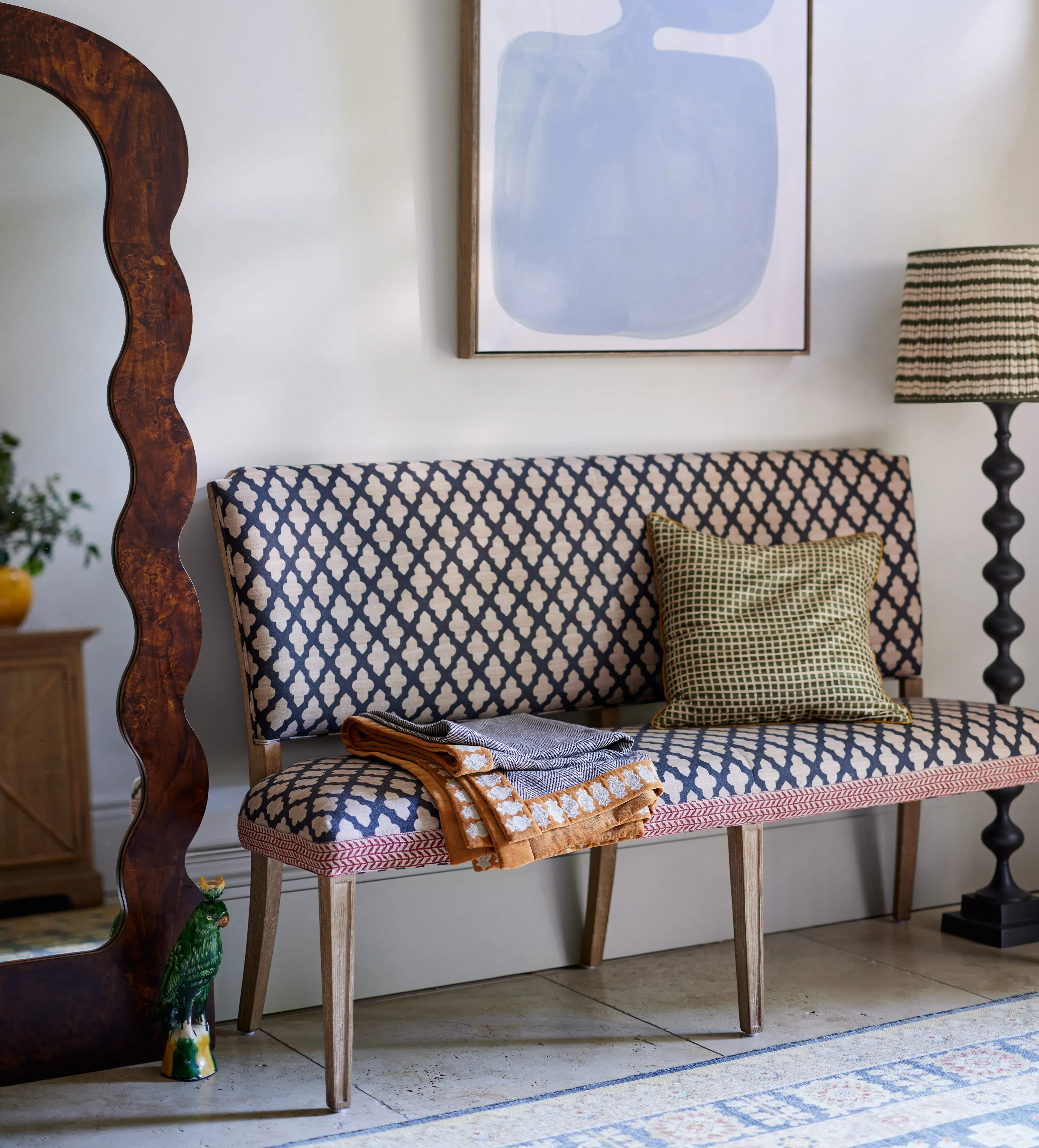 Dining Bench with High Back - Black, Linen