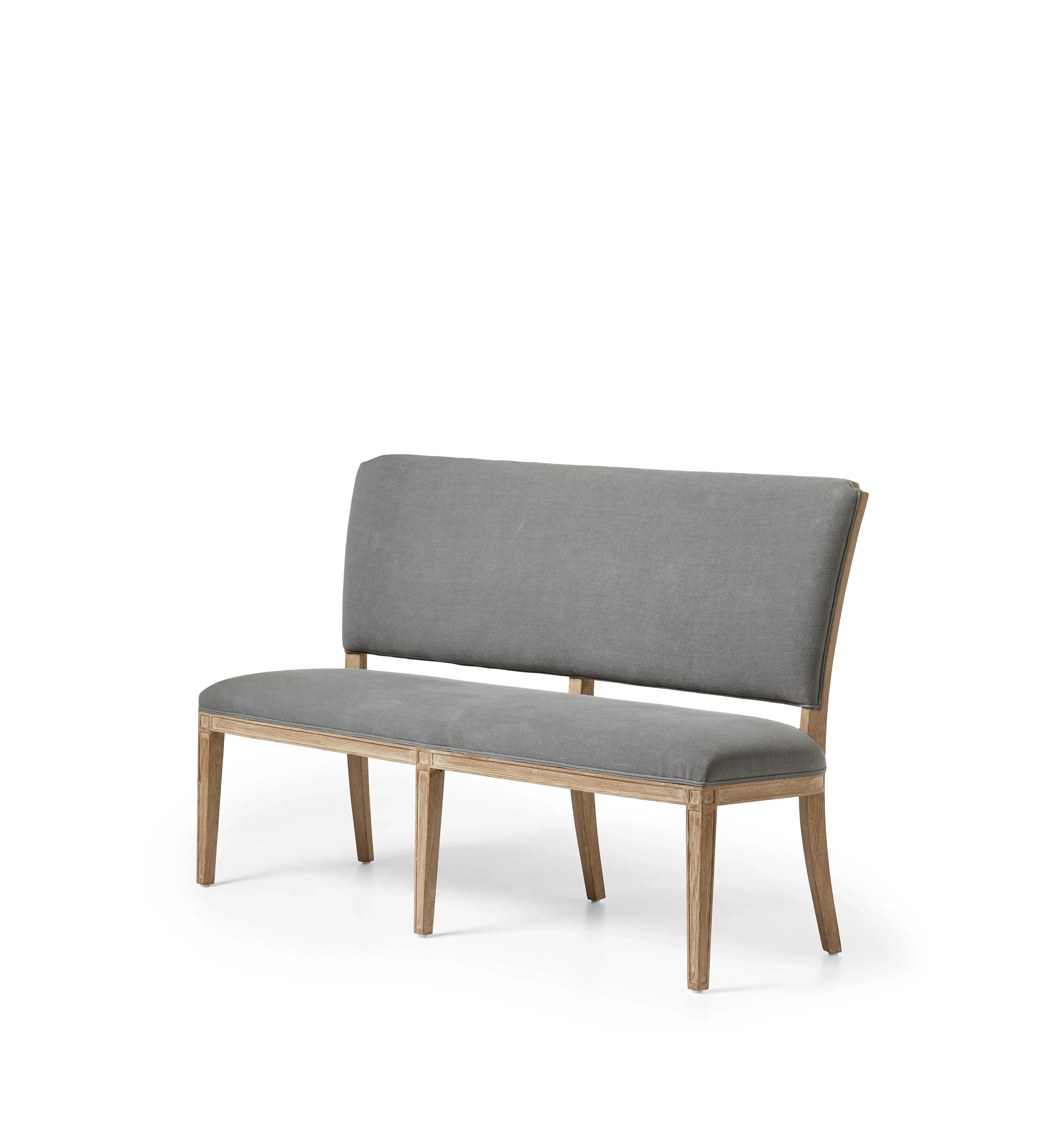 Dining Bench with High Back - Charcoal, Linen