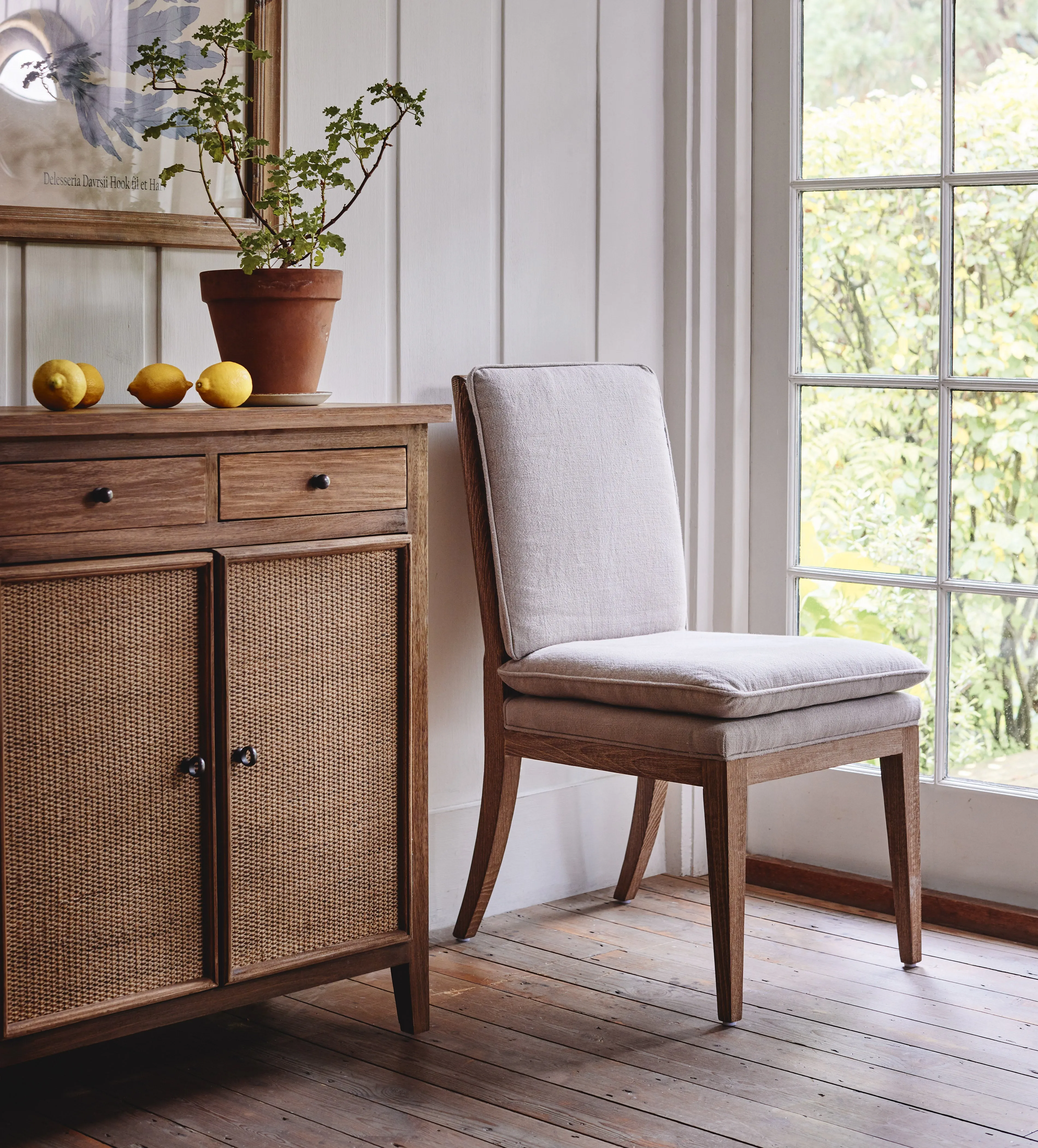 Dining Chair with Arms - Grey, Linen