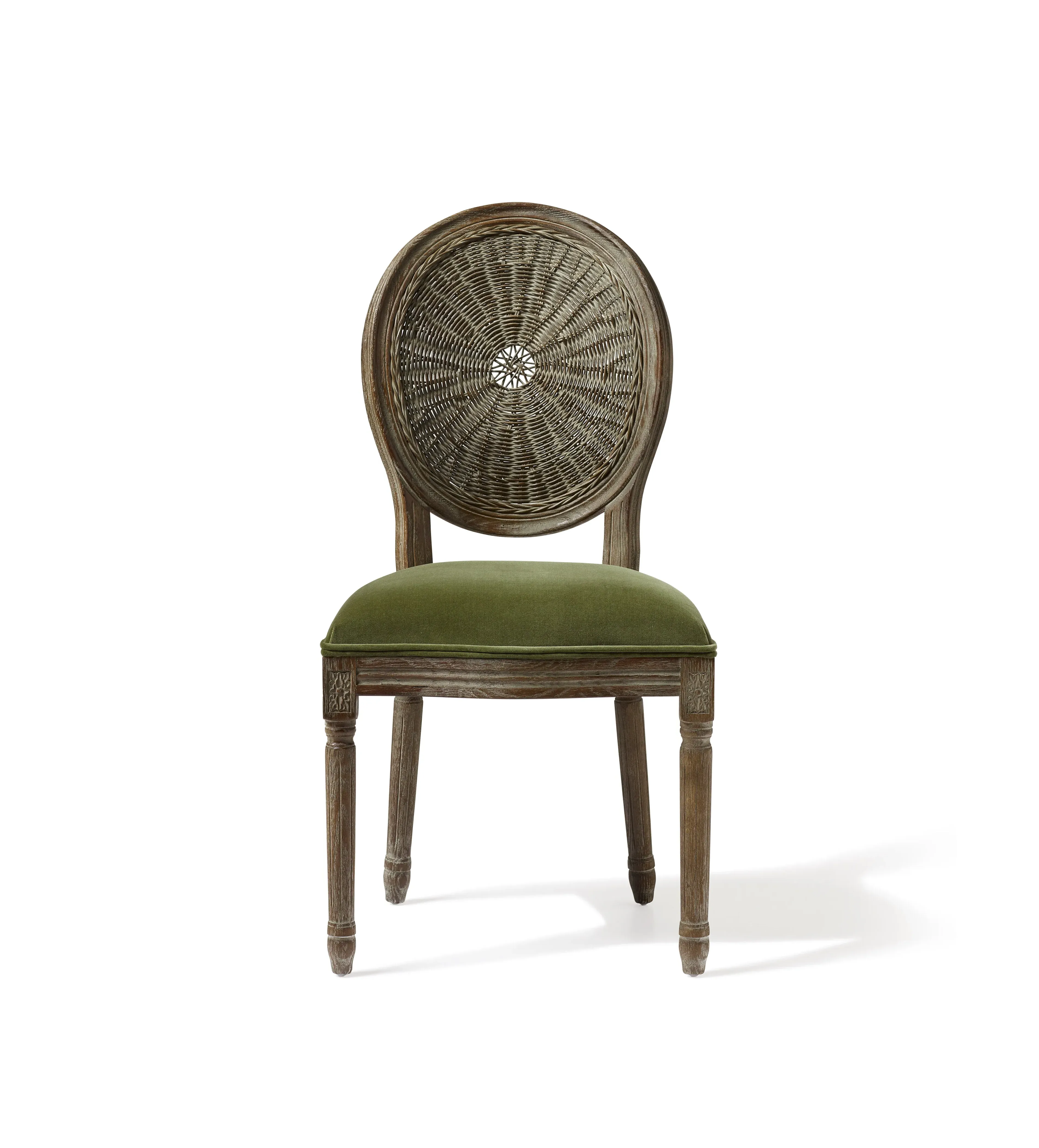 Dining Chair with Fluted Legs - Spruce, Velvet