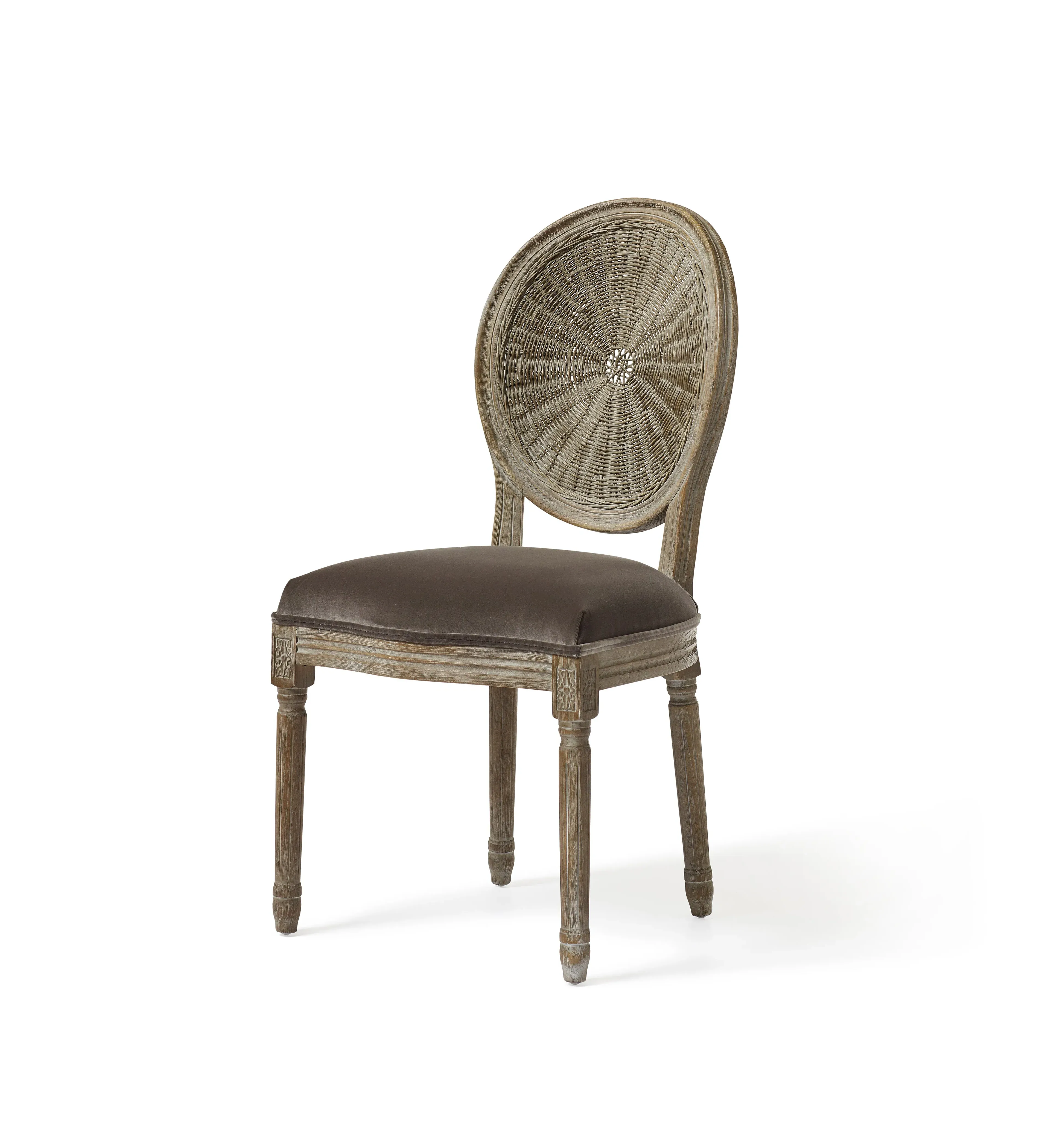 Dining Chair with Fluted Legs - Truffle, Velvet