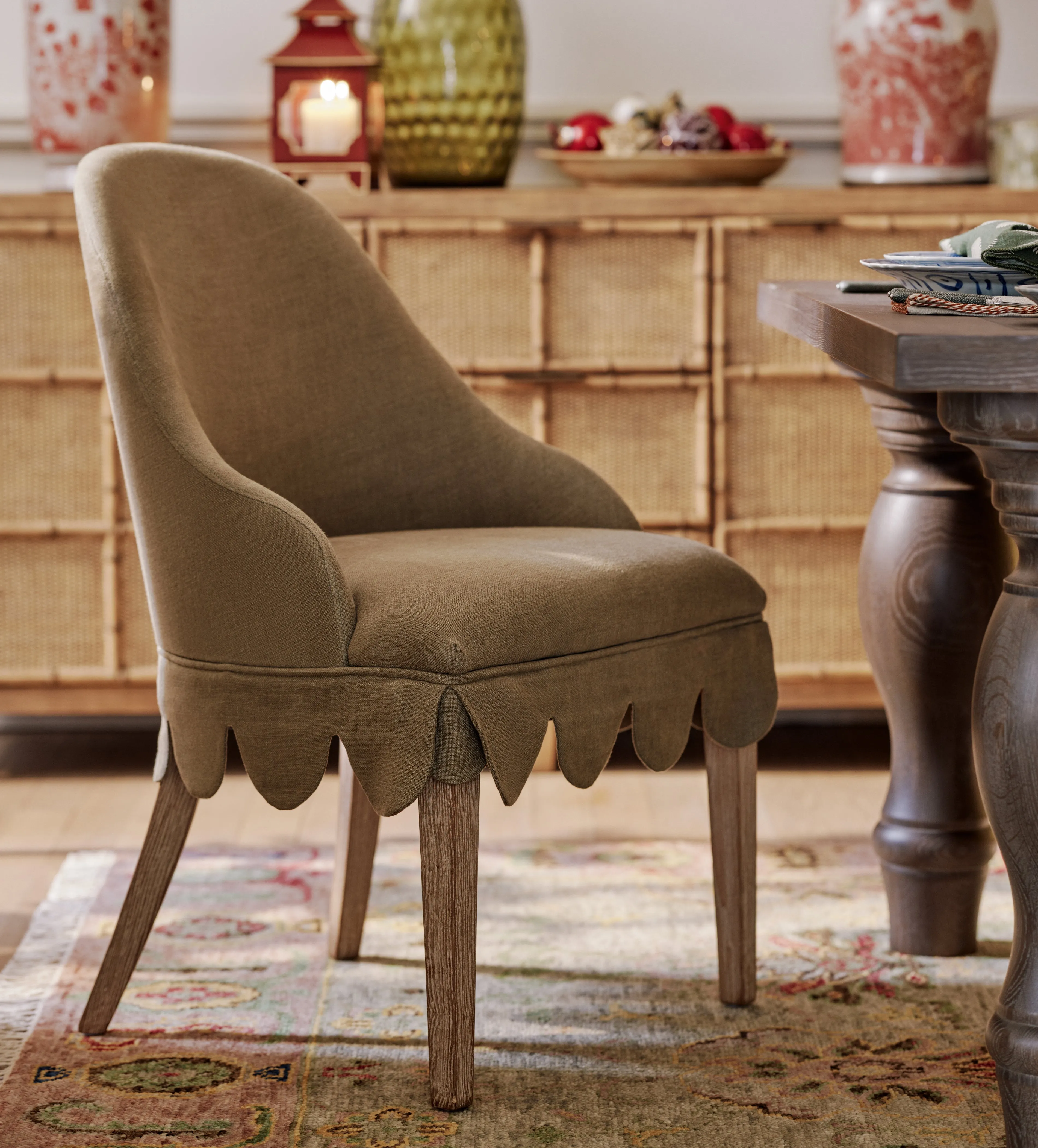 Dining Chair with High Back - Dark Lichen, Linen