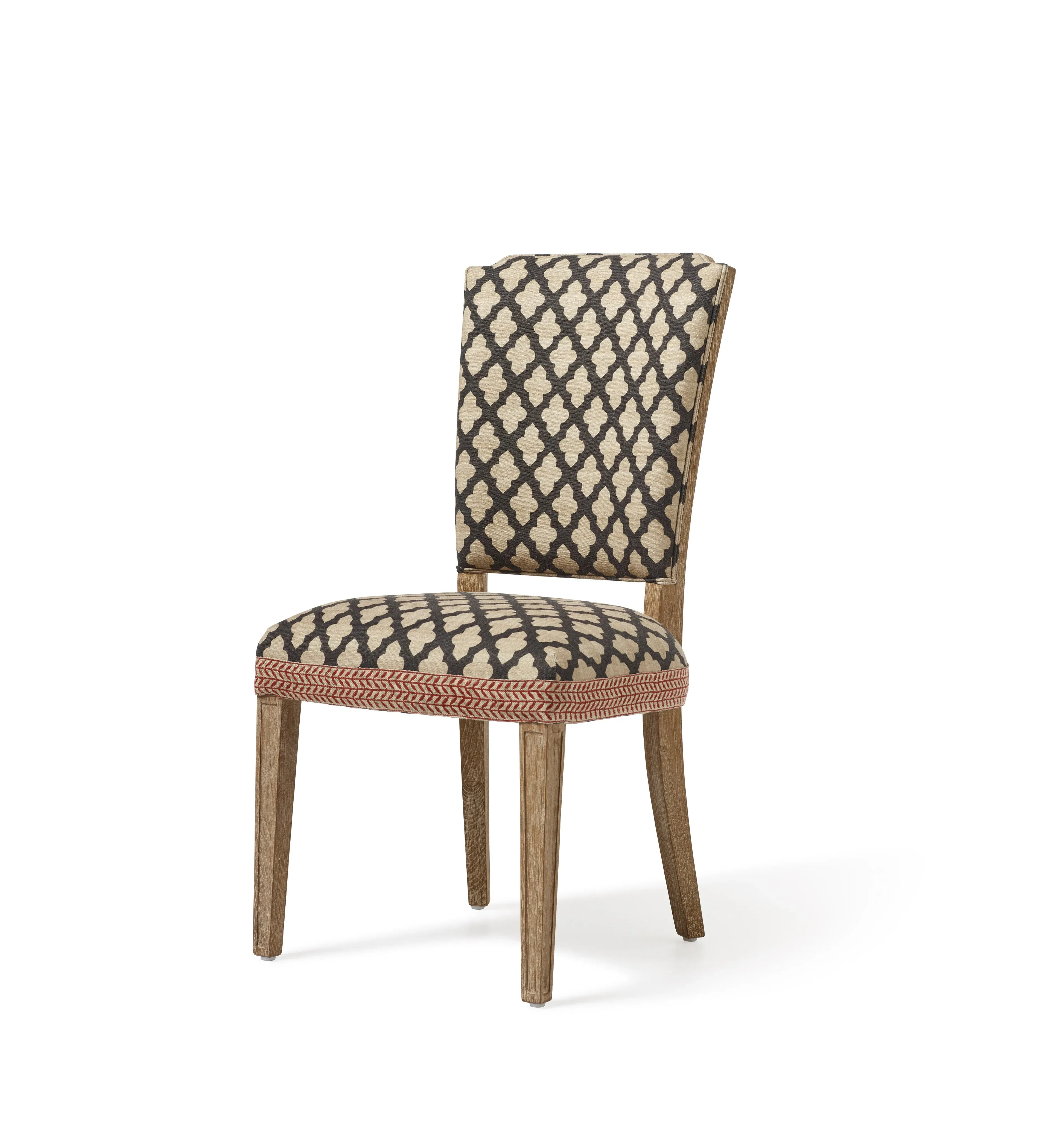 Dining Chair with Print Detail - Black, Linen