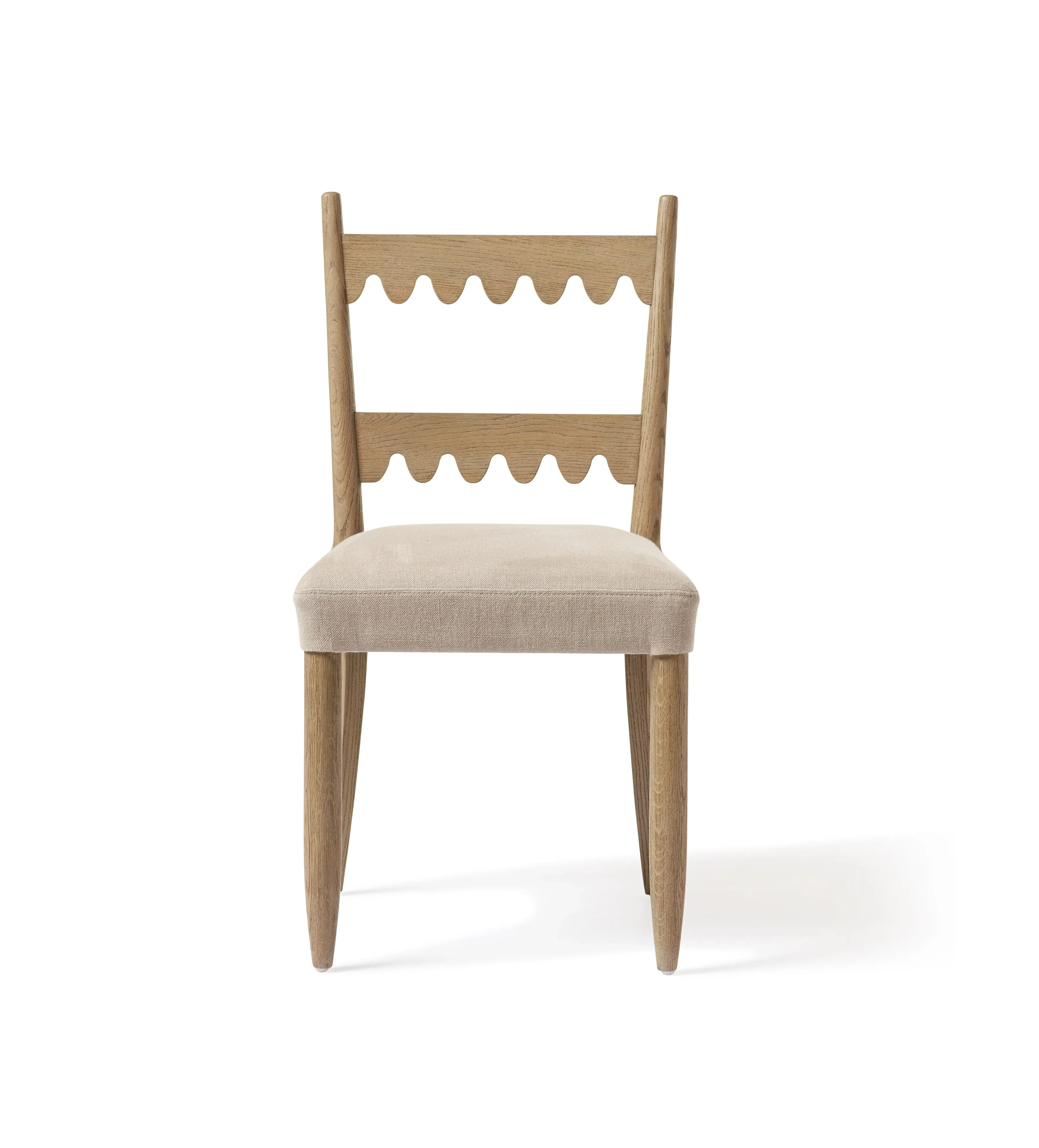 Dining Chair with Scalloped Back - Taupe, Oak