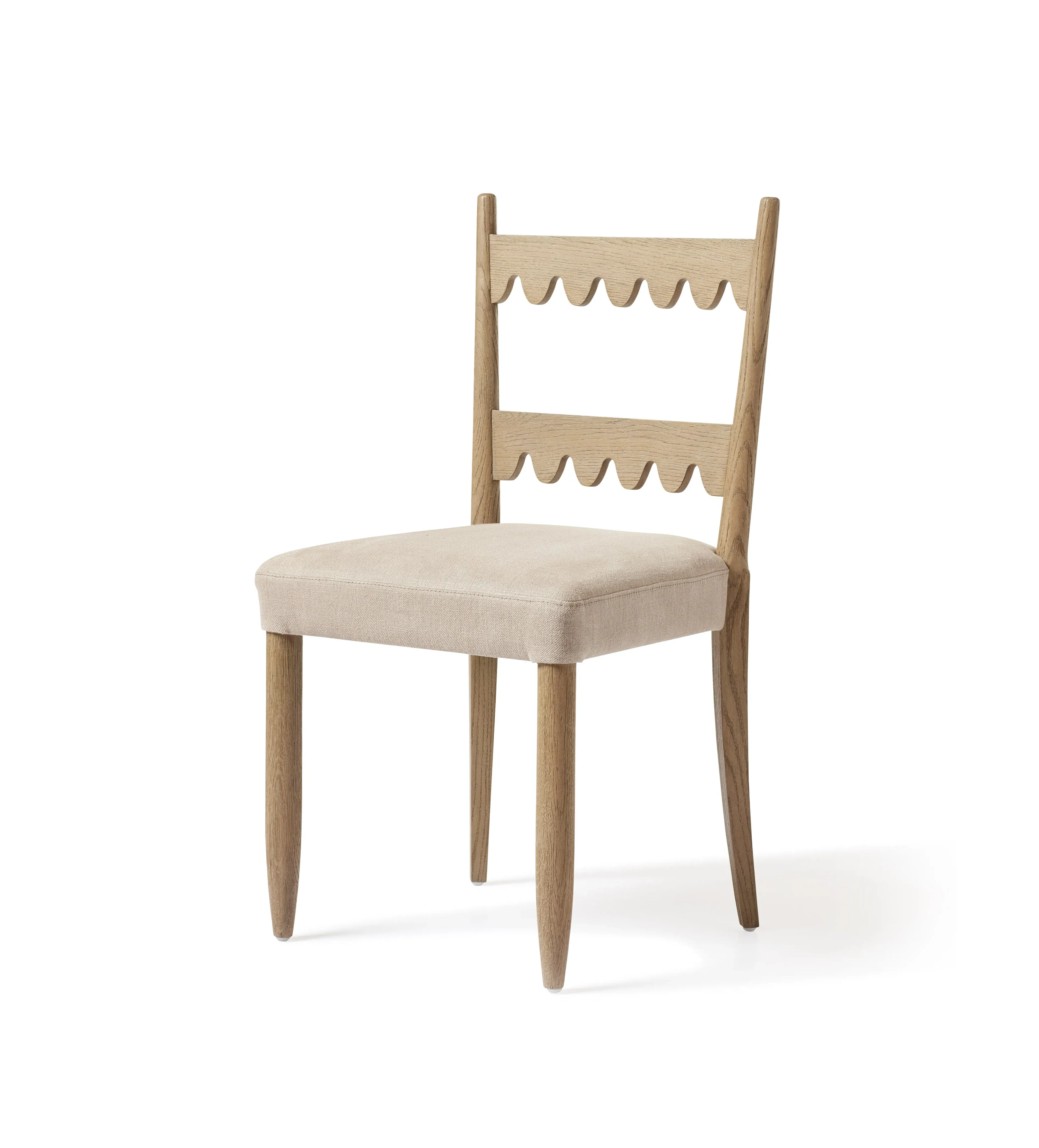 Dining Chair with Scalloped Back - Taupe, Oak image