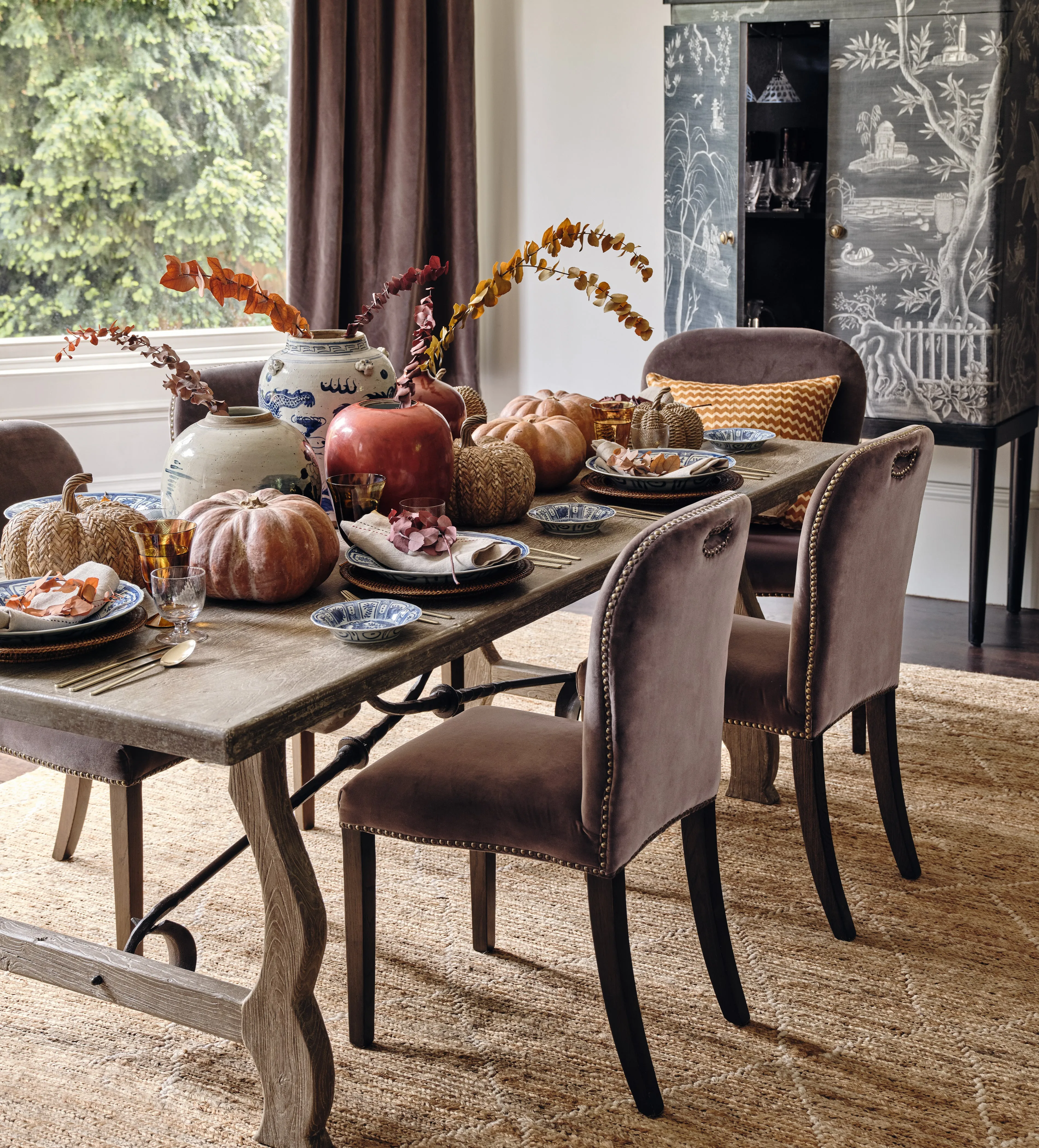 Dining Chair with Studs - Truffle, Velvet