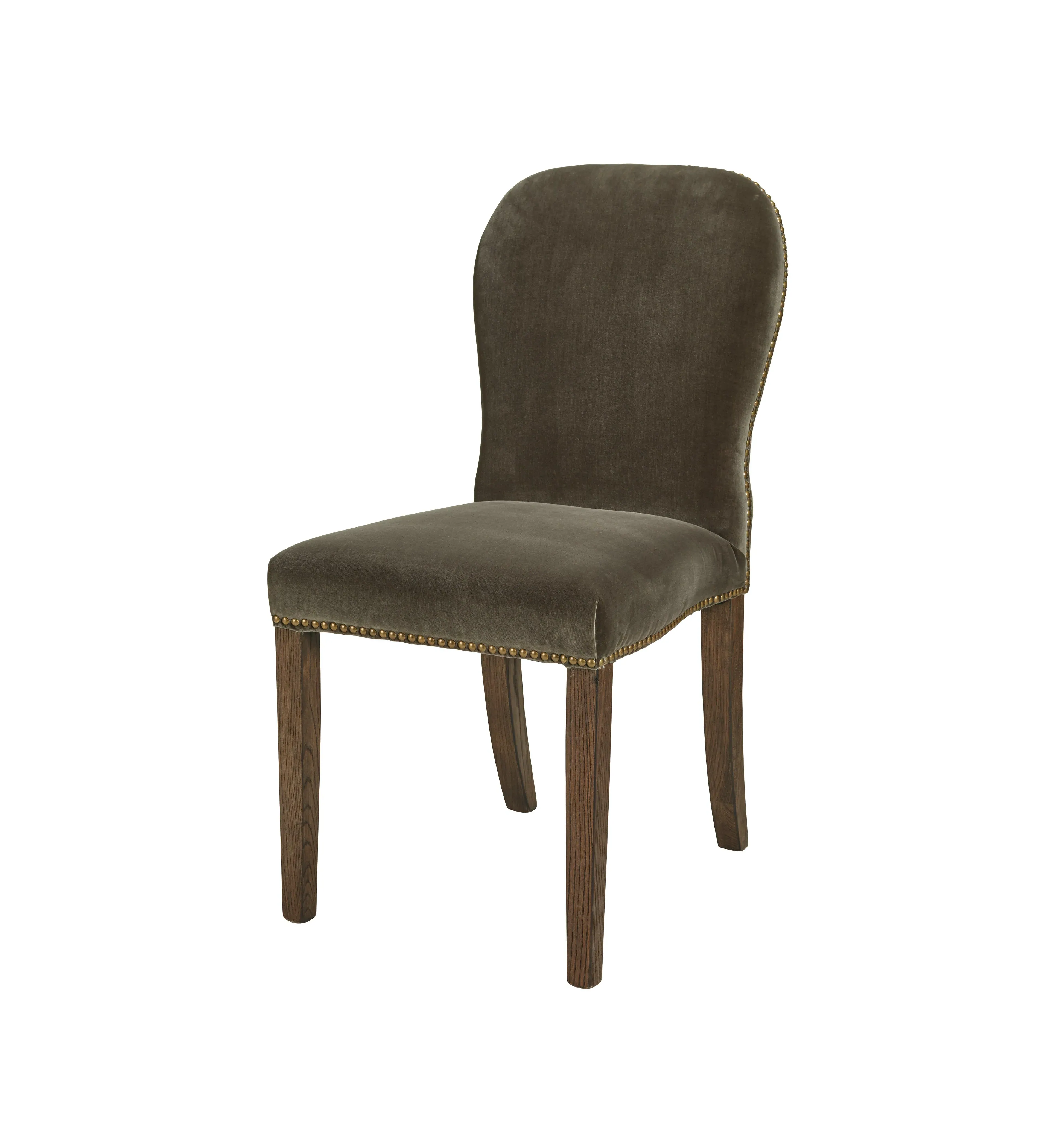 Dining Chair with Studs - Truffle, Velvet