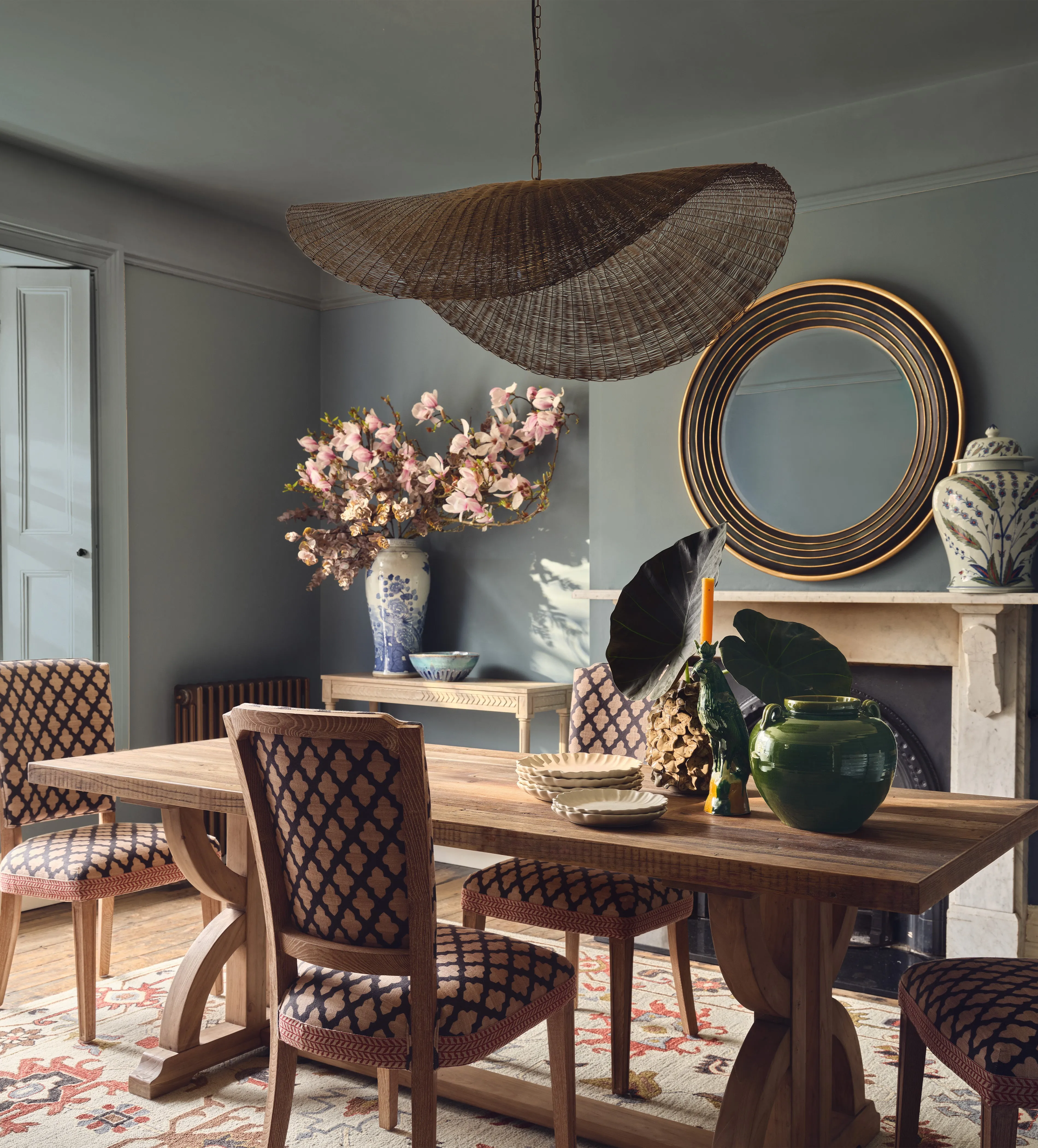 Dining Table with Hourglass Legs - Natural, Elm