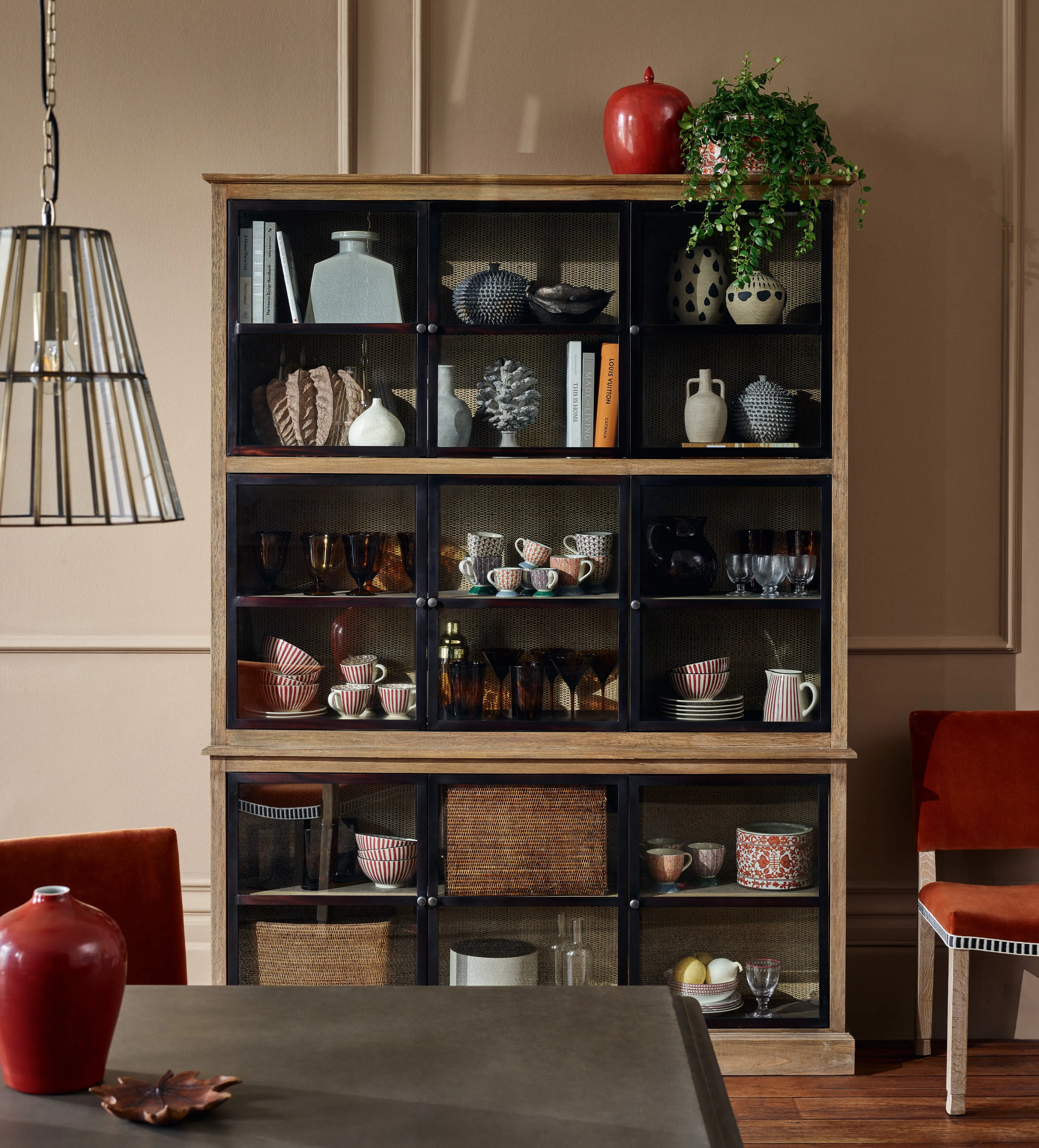 Display Cabinet with Glass Doors - Natural, Wood