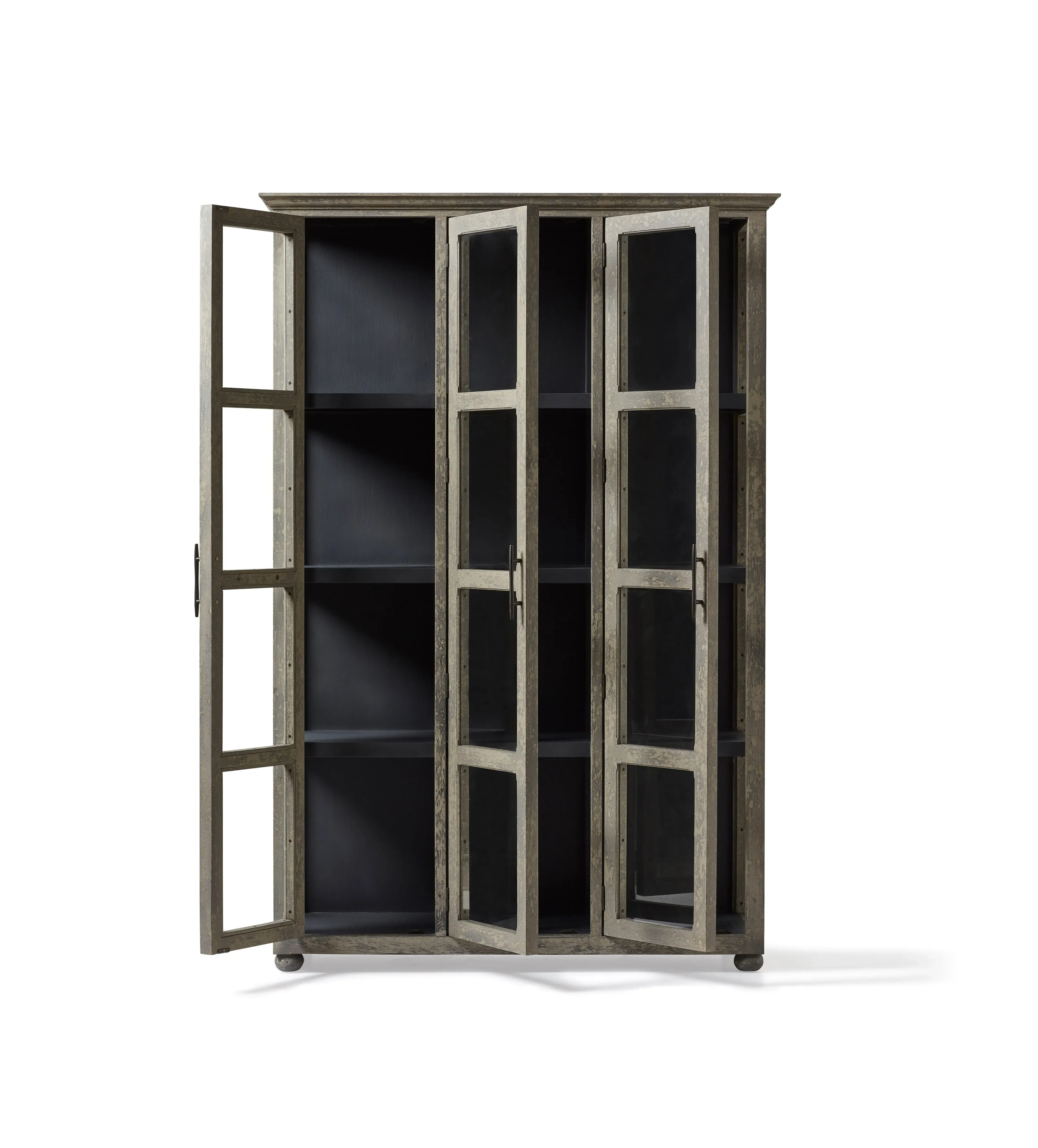 Display Cabinet with Glass Panels - Grey, Pine