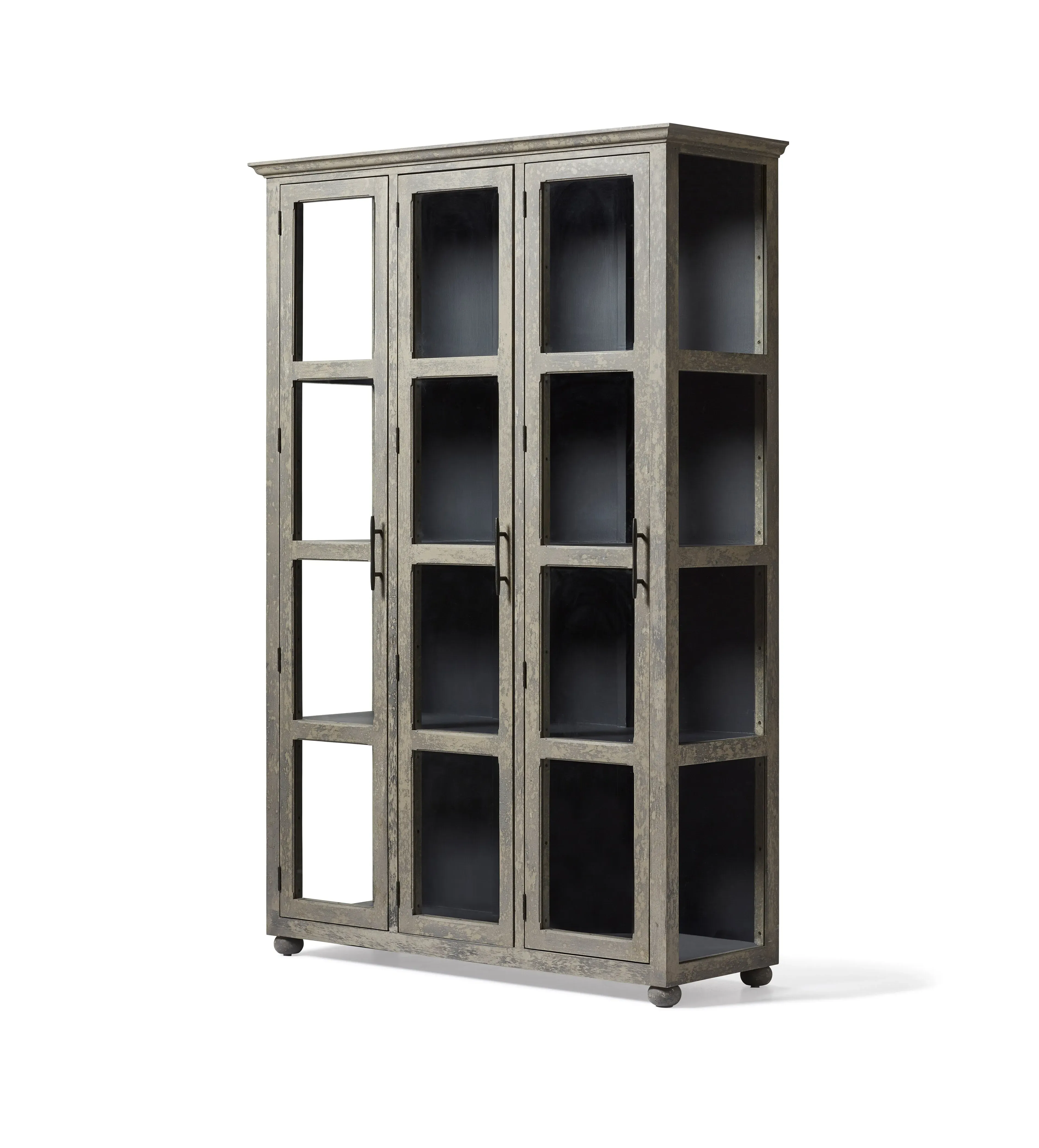 Display Cabinet with Glass Panels - Grey, Pine