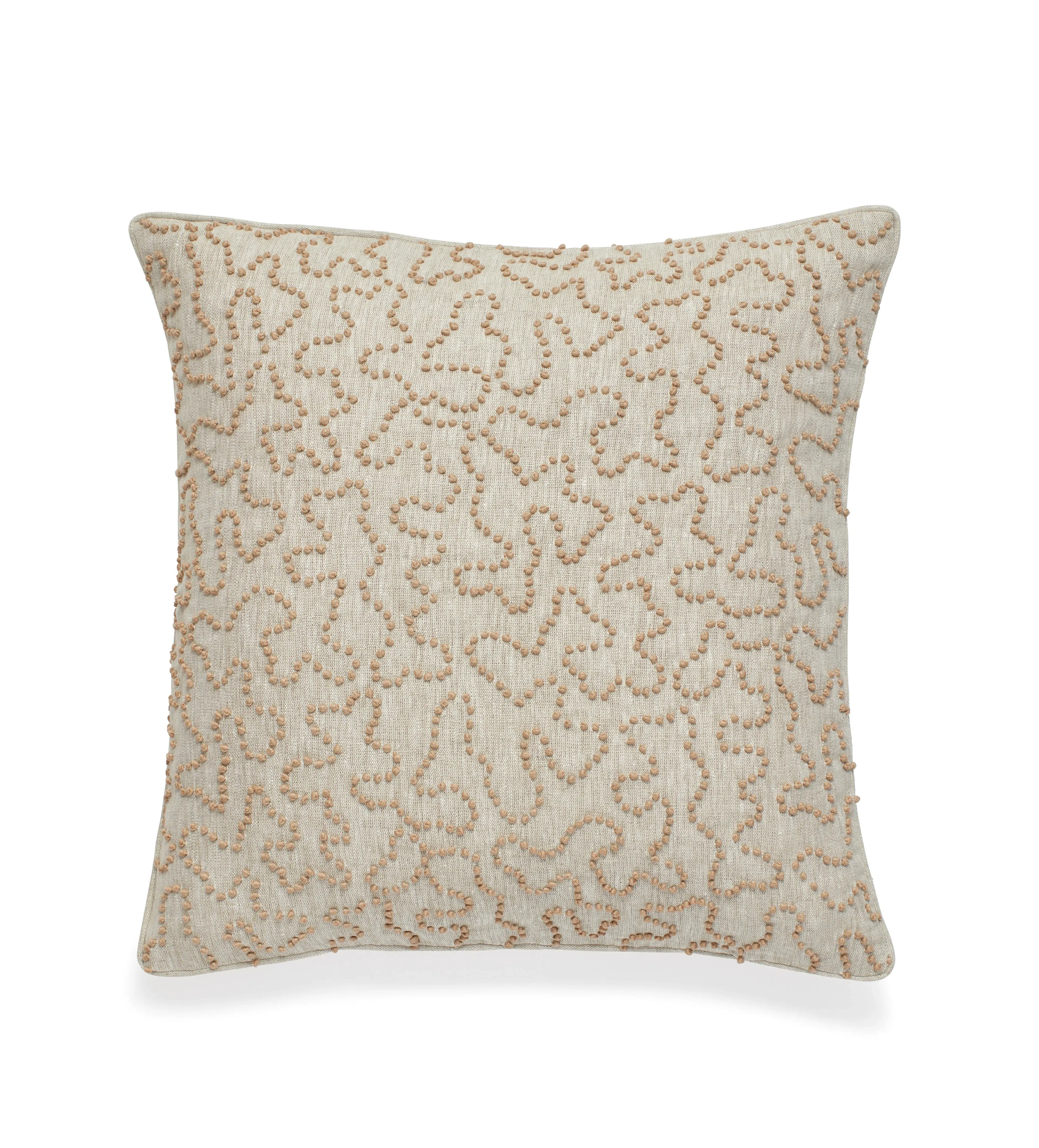 Embroidered Cushion Cover - Apricot, Linen image