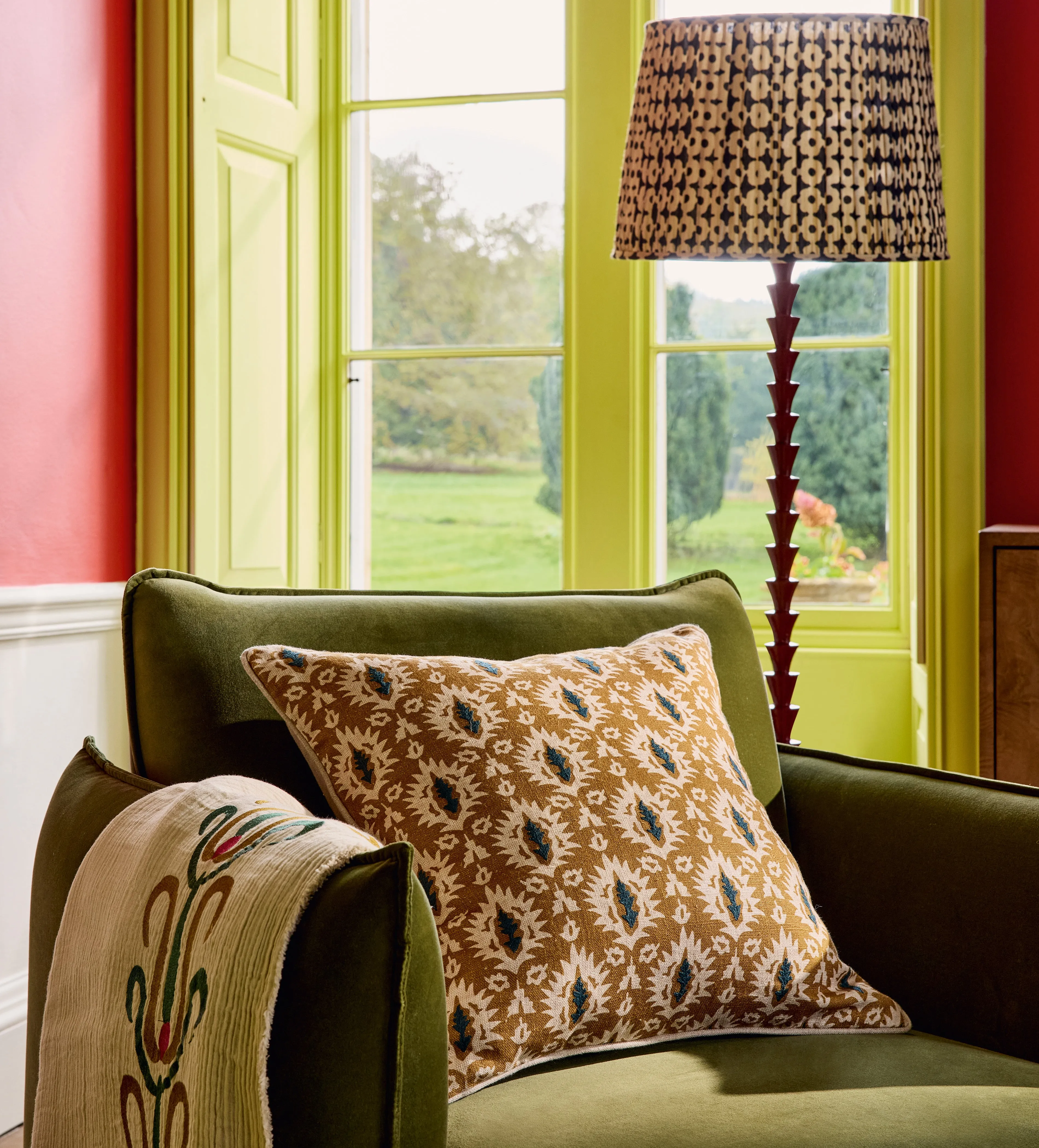 Embroidered Cushion Cover - Burnt Orange