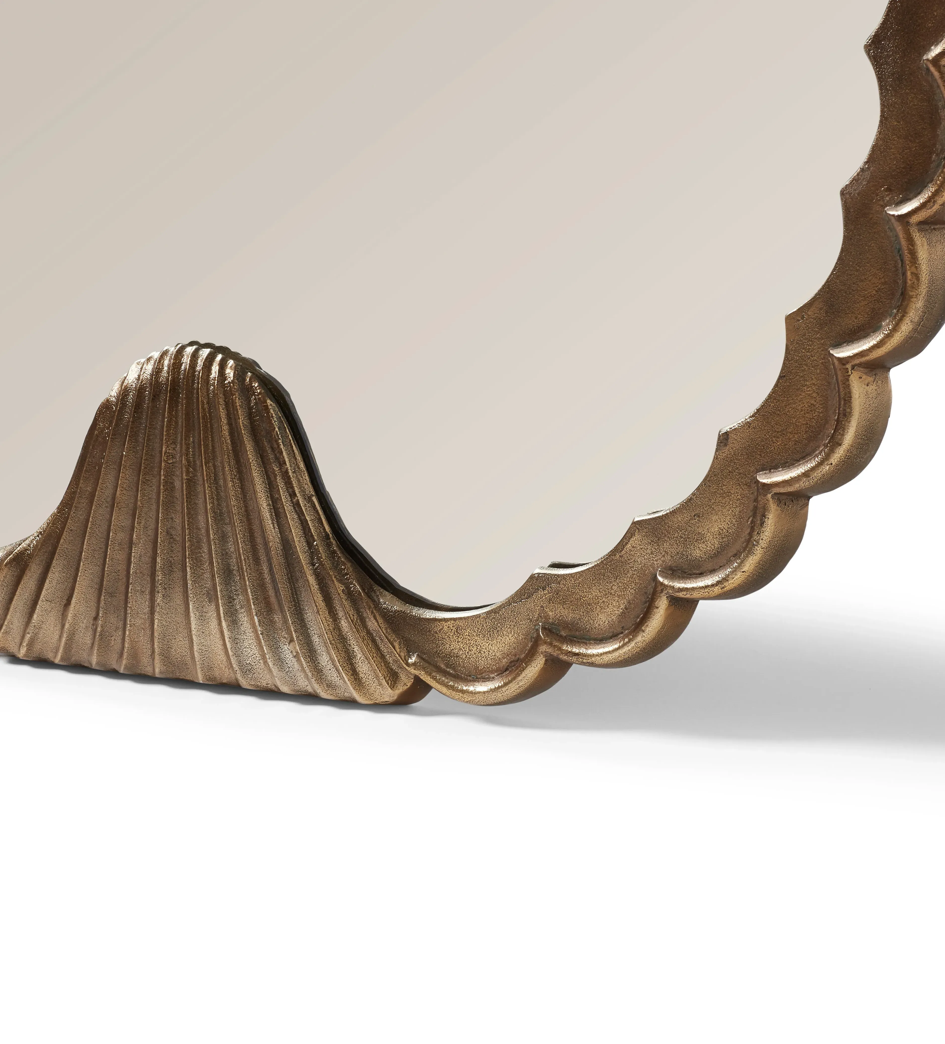 Fan-Shaped Wall Mirror - Antique Brass, Aluminium