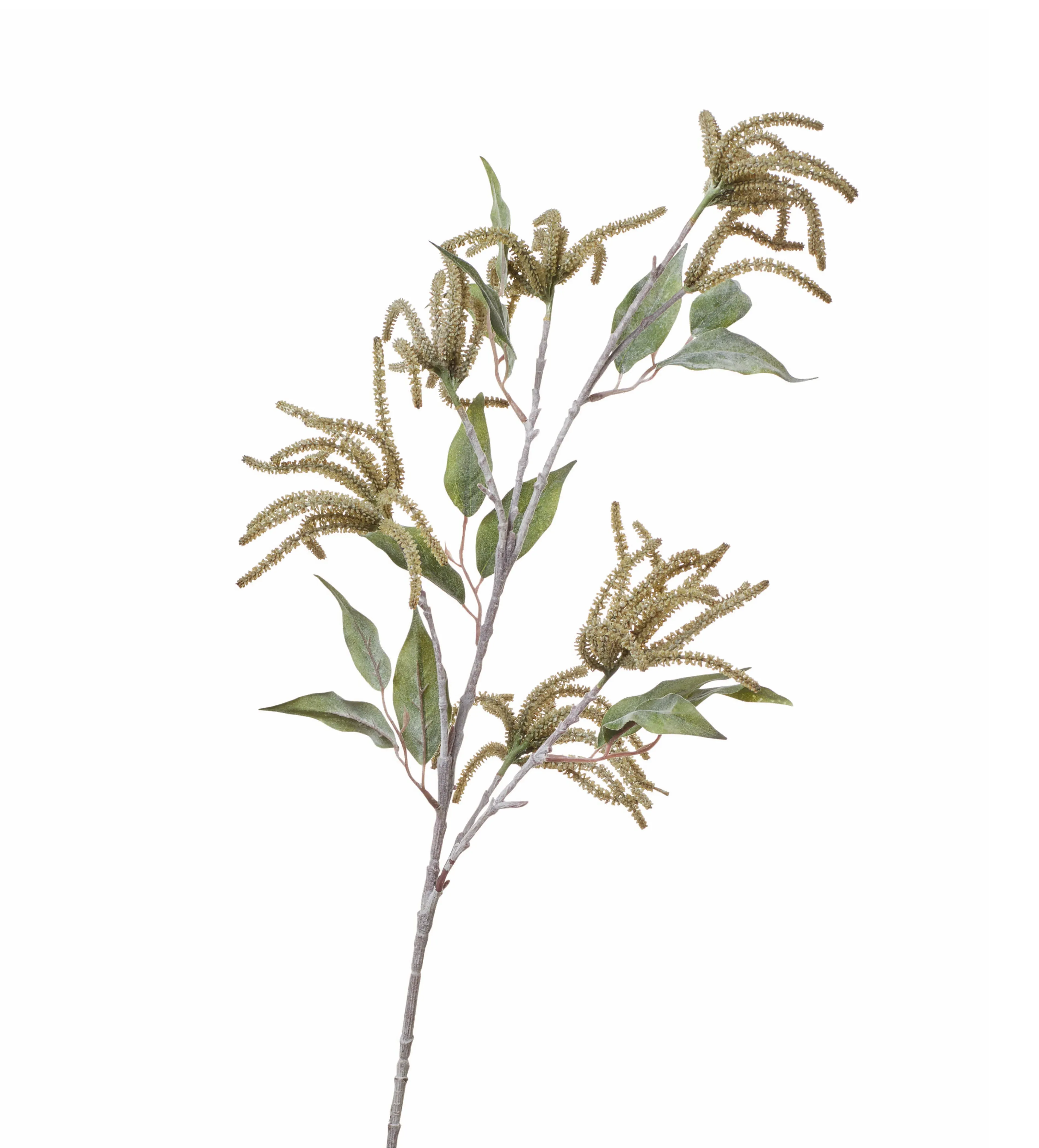 Faux Catkin Stem with Leaves - Green image