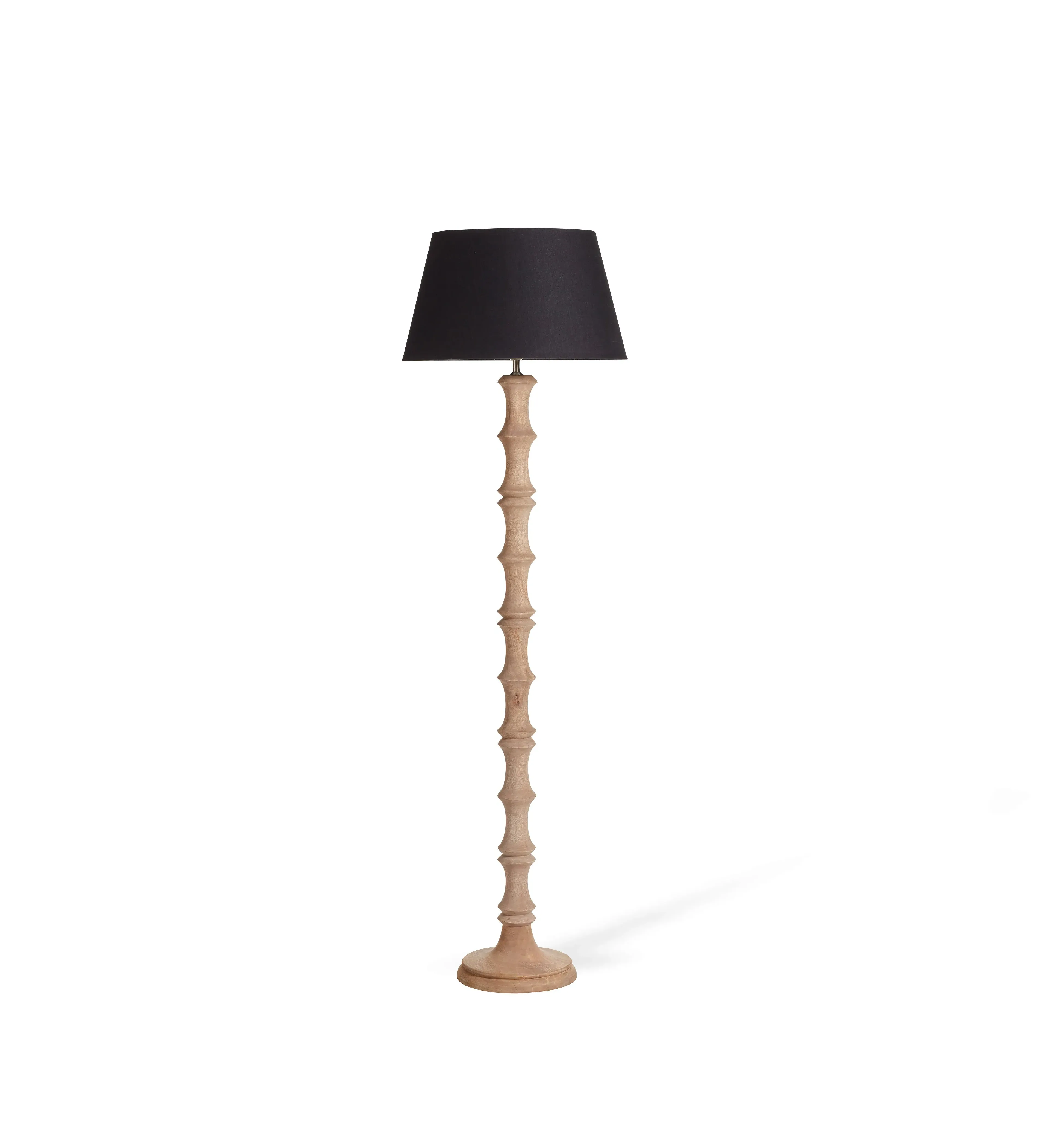 Floor Lamp with Carved Base - Natural, Mango Wood