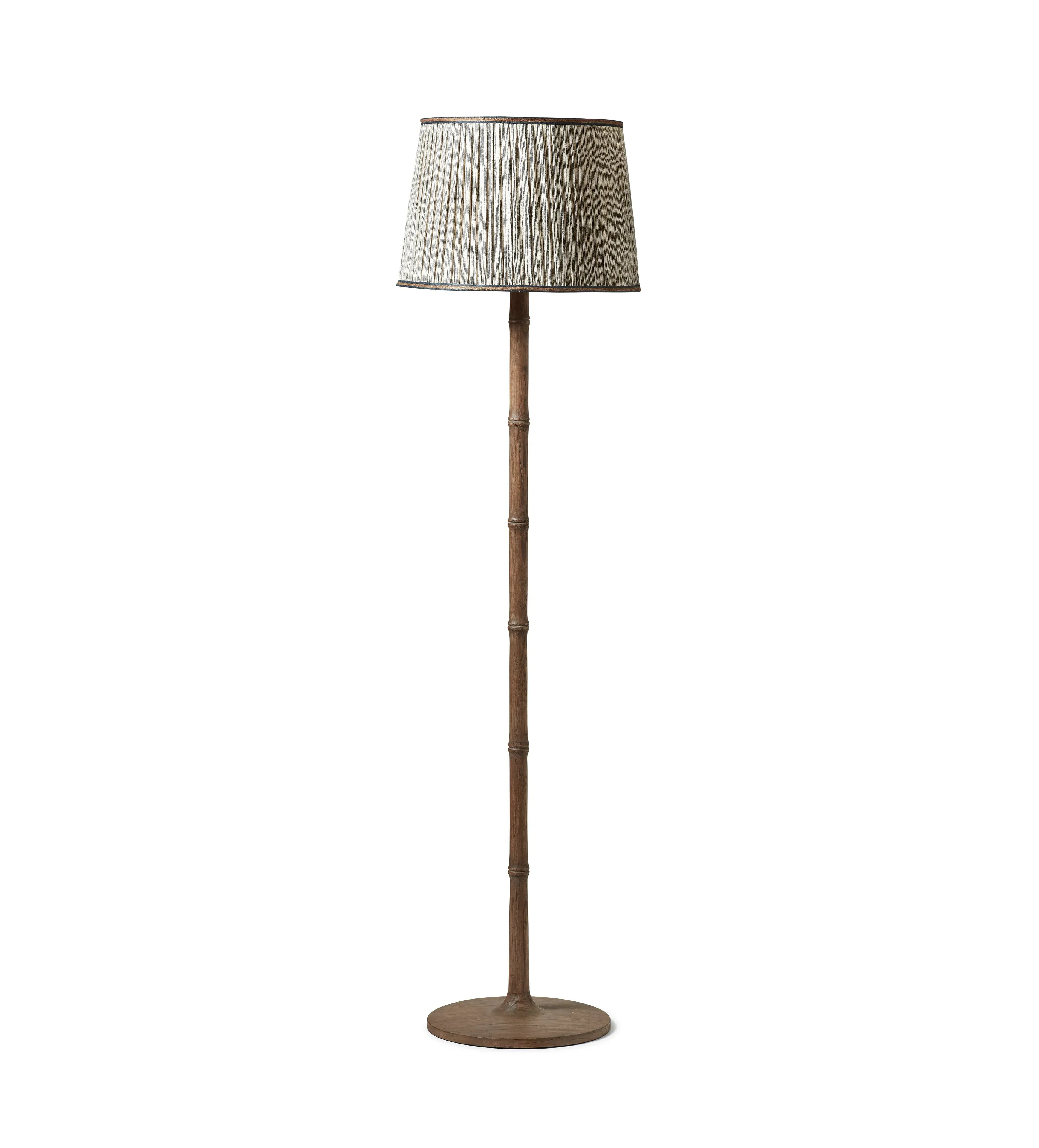 Floor Lamp with Turned Base - Natural Brown, Oak