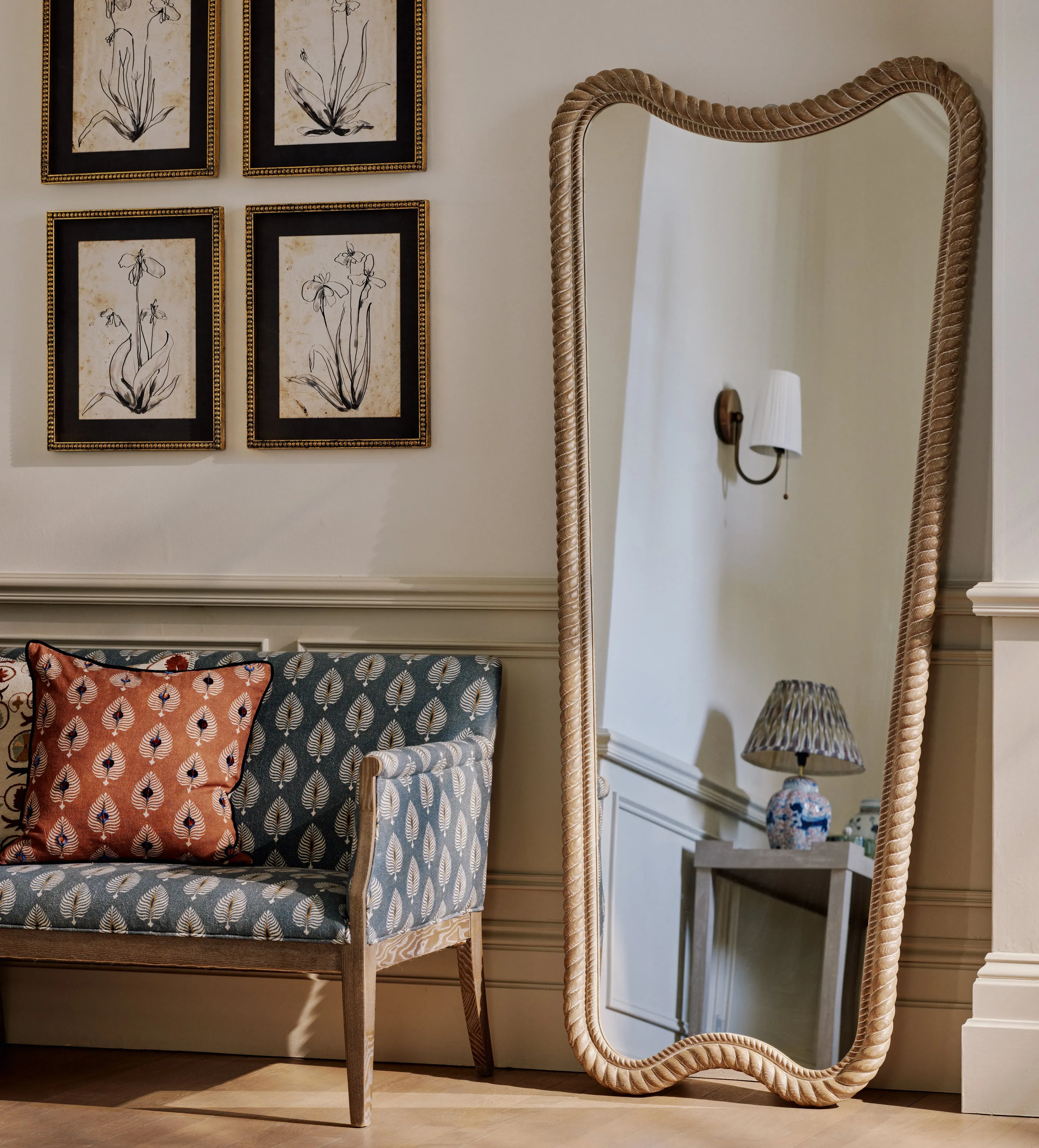 Floor-Standing Mirror - Burnt Oak, Solid Oak