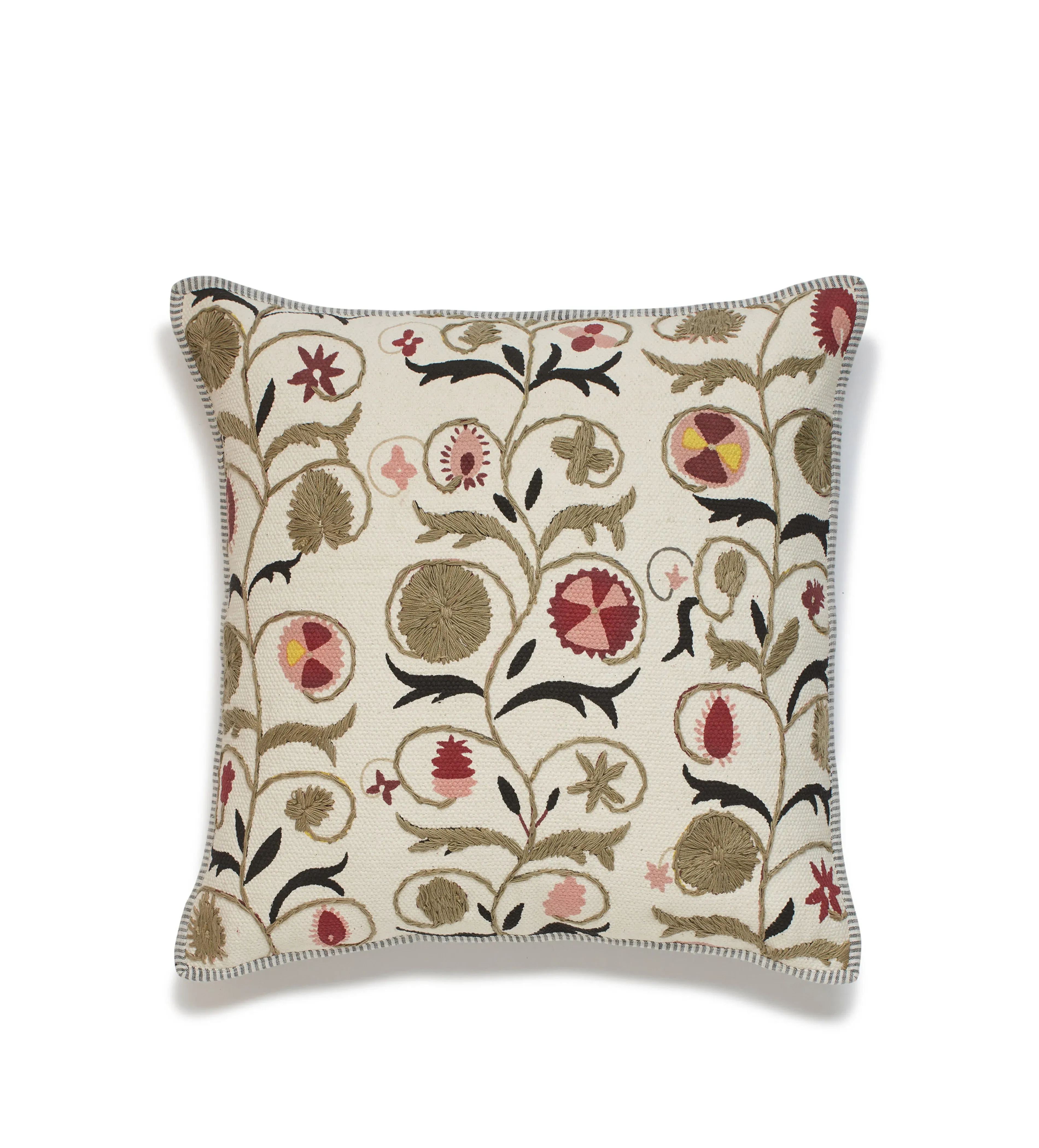 Floral Cushion Cover - Olive, Cotton & Linen image