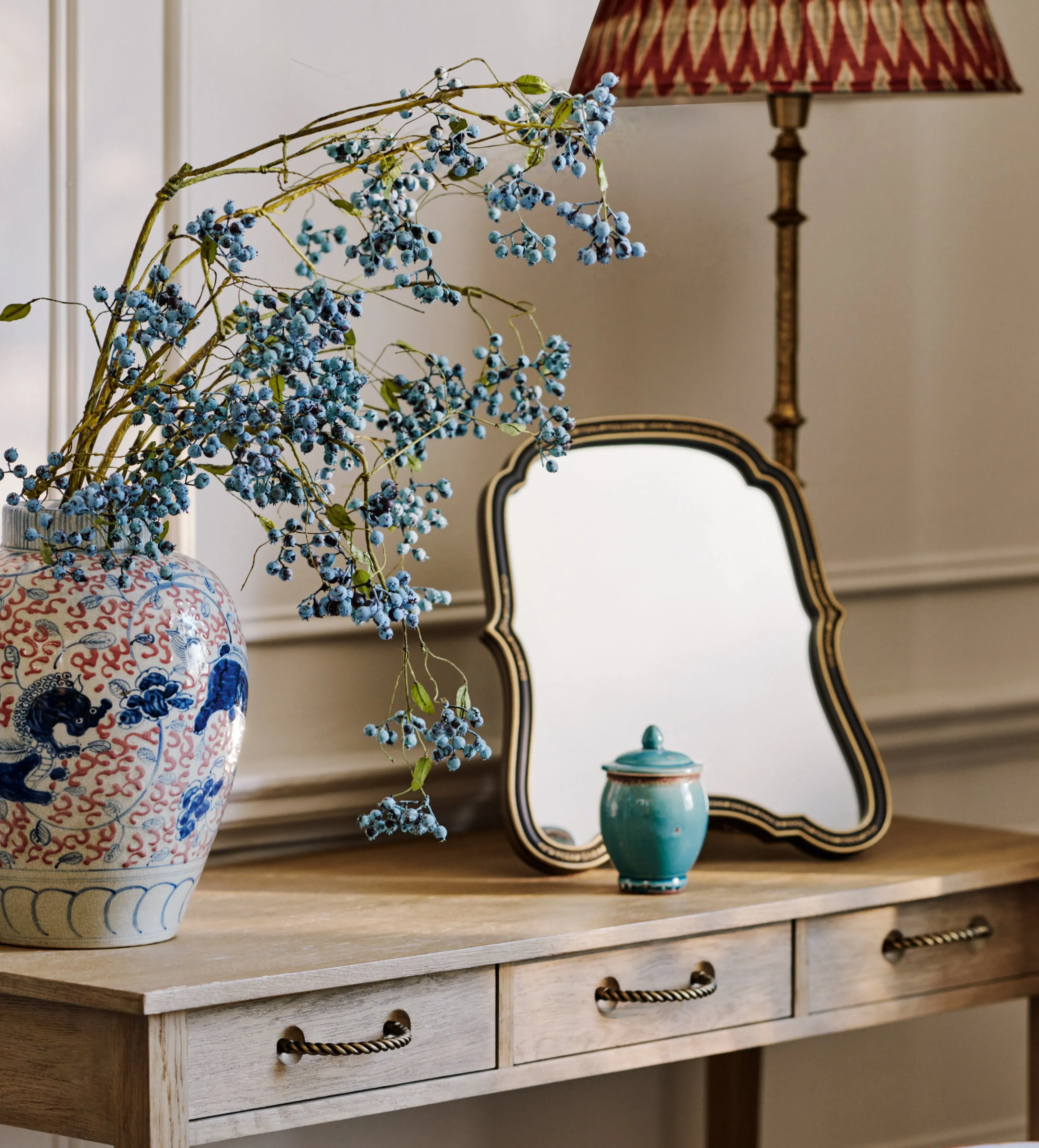 Floreale Wall Mirror with Stand - Antique Gold