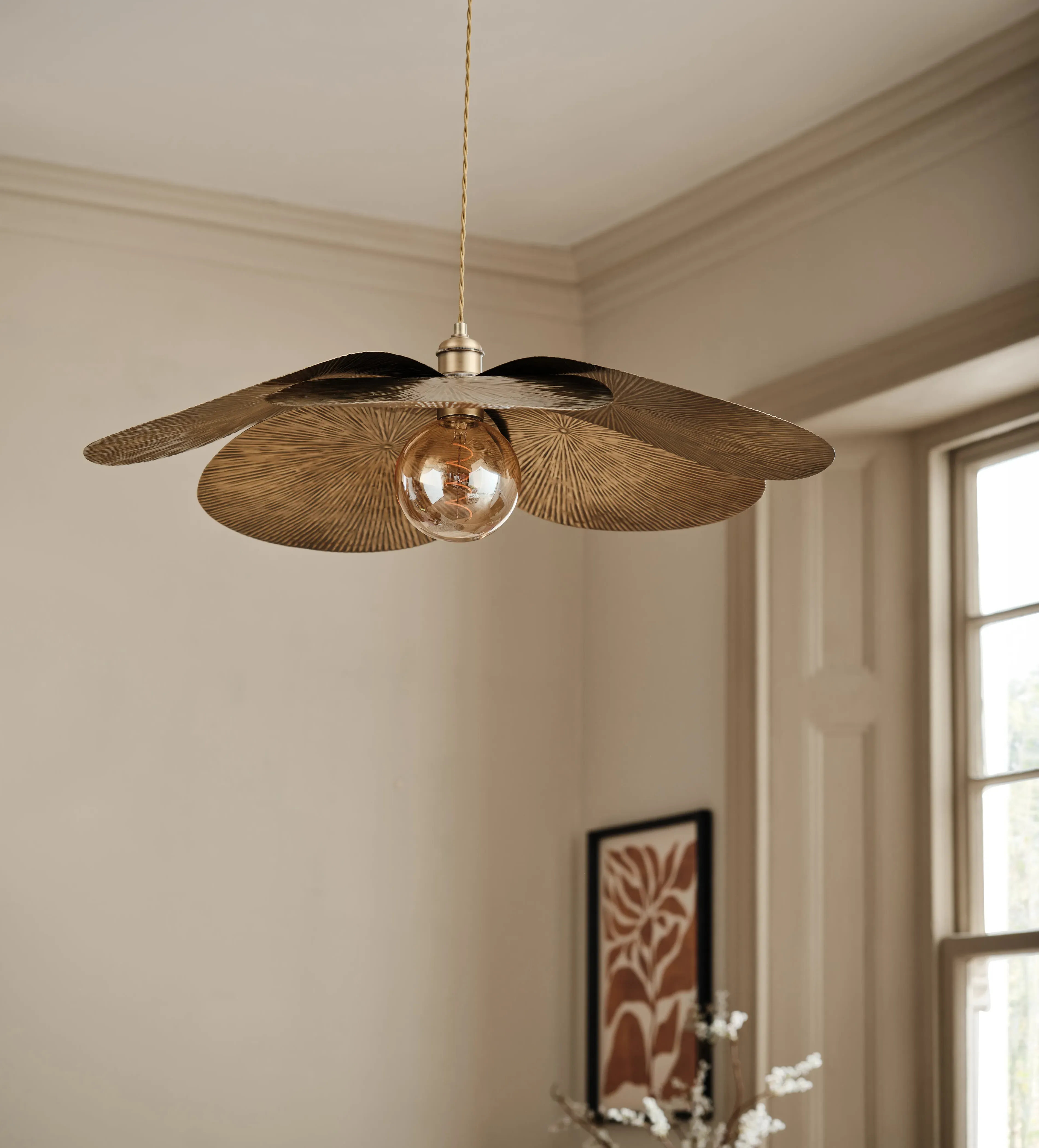 Florie Iron Pendant Light - Antique Brass
