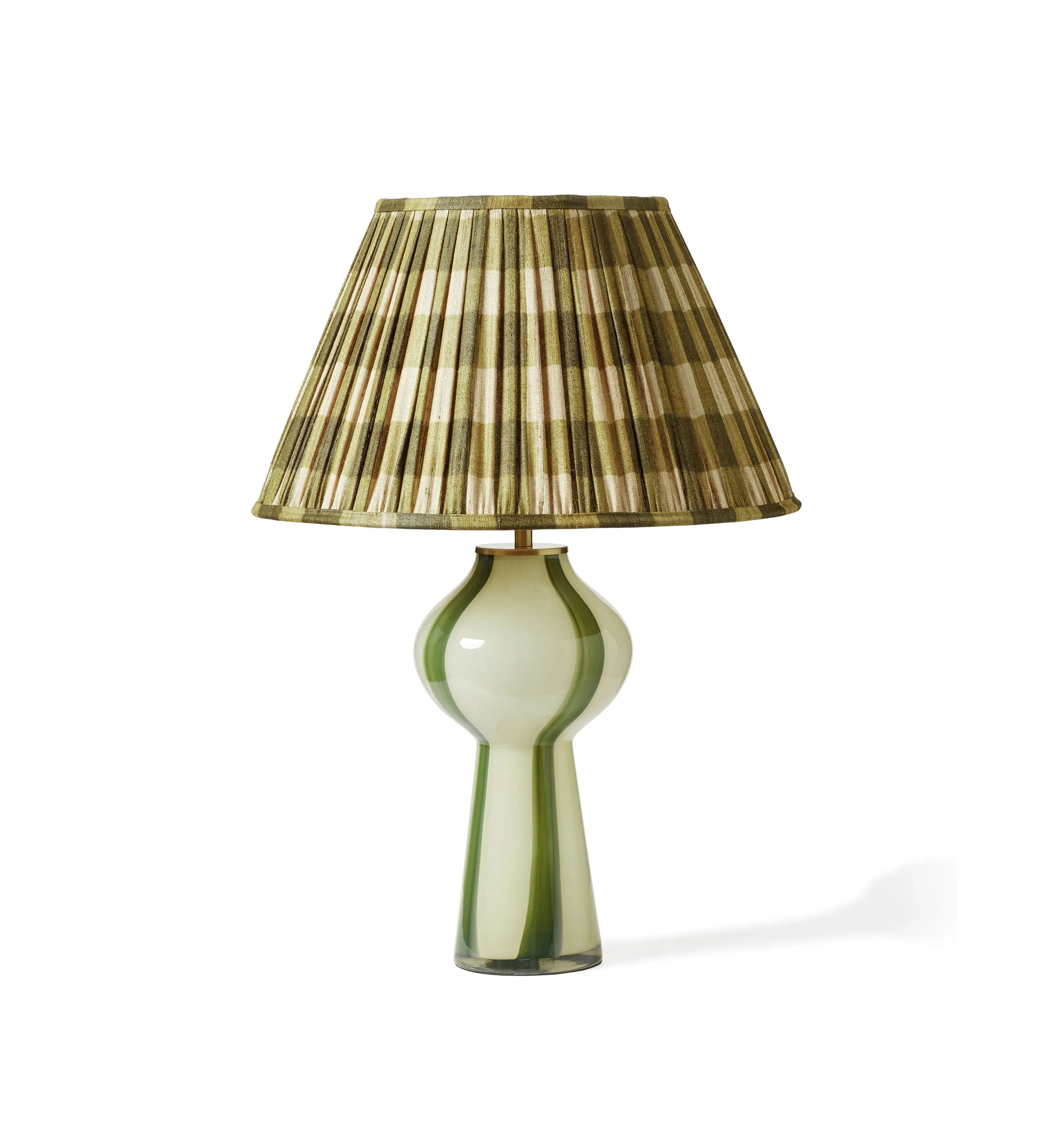 Fluted Glass Table Lamp - Green, Mouth-Blown Glass