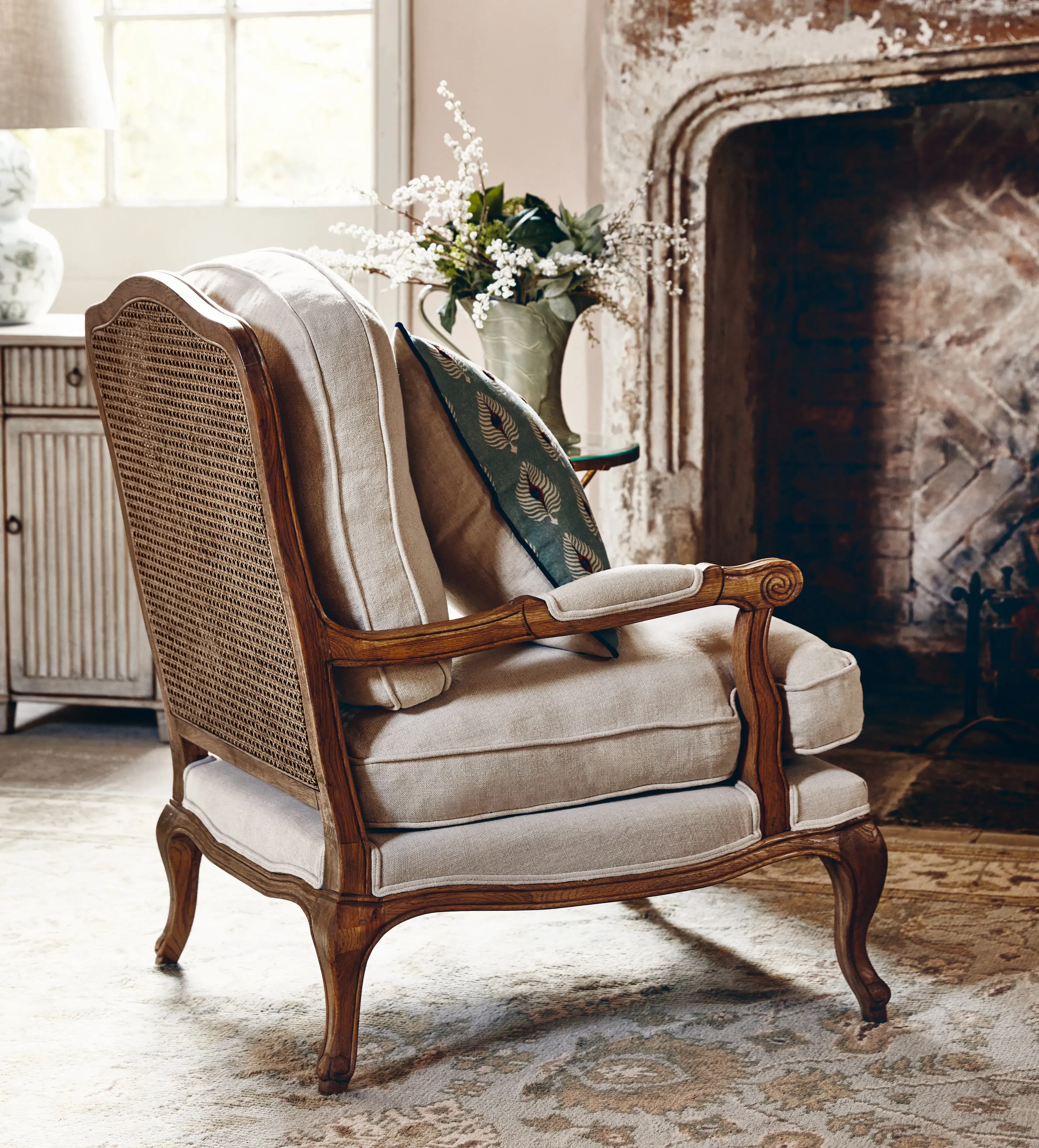 French-Style Armchair - Natural, Linen