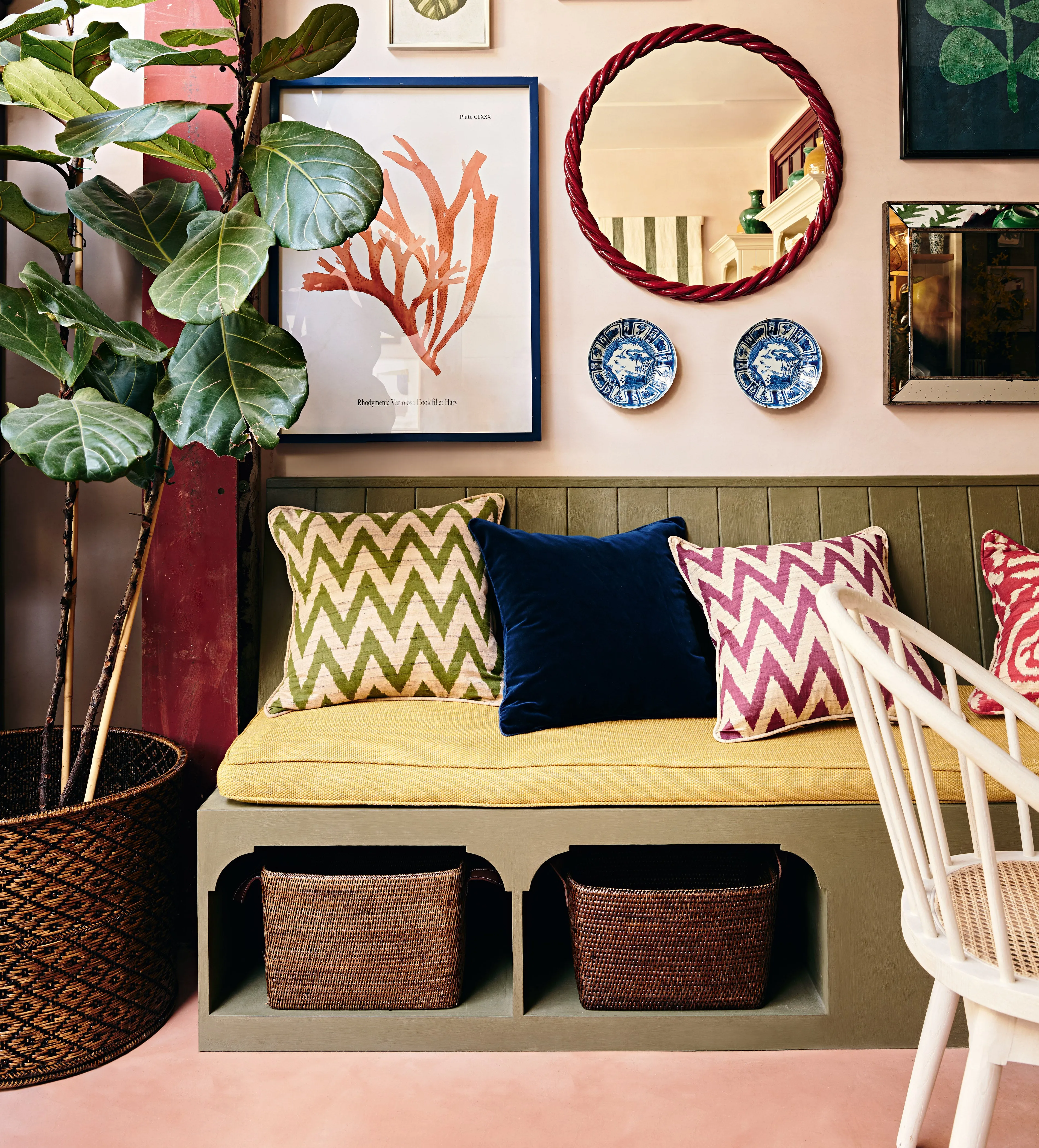 Giant Planter with Diamond Pattern - Brown, Rattan