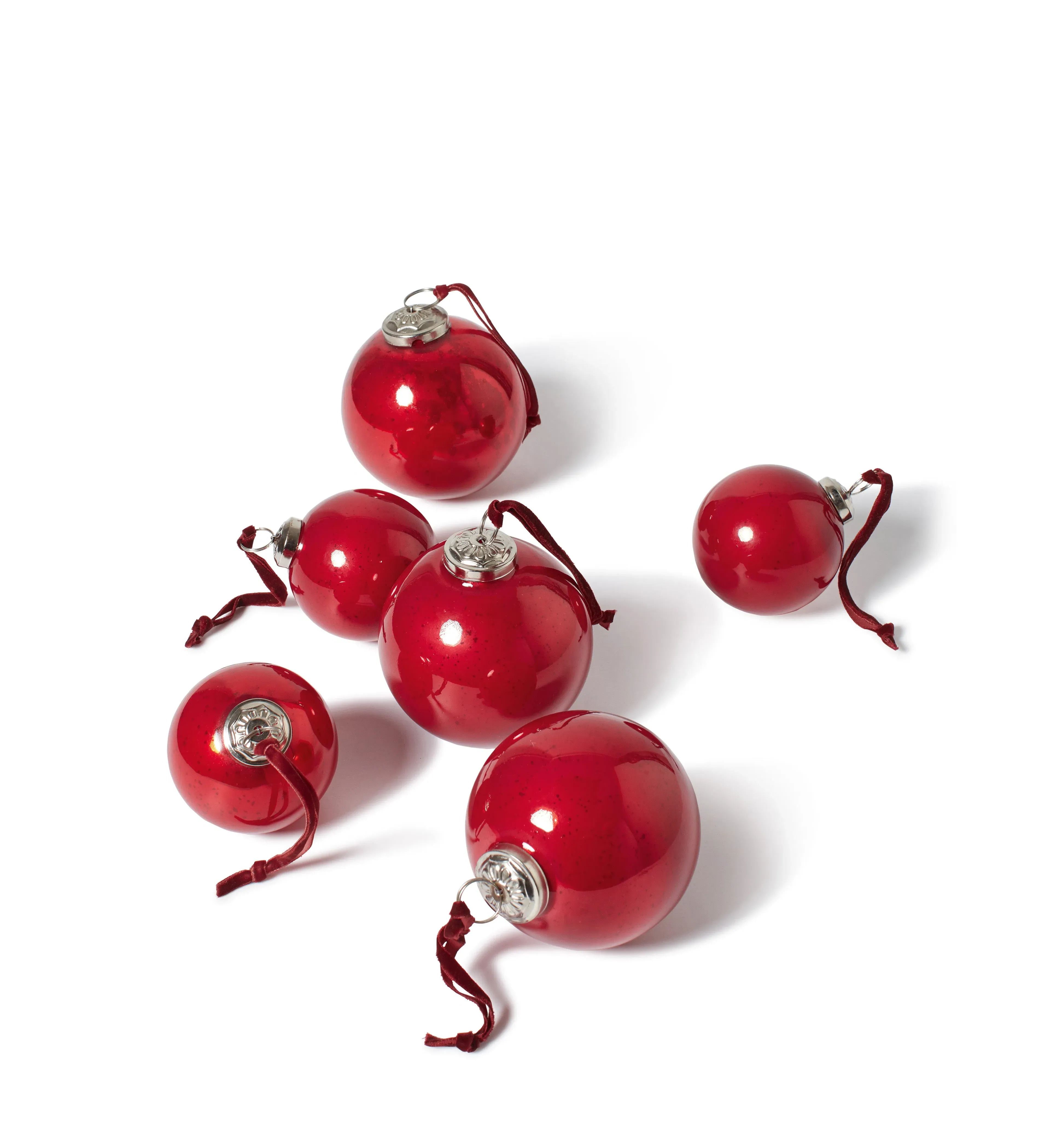 Glass Bauble Tree Decorations Set - Red, Glass image