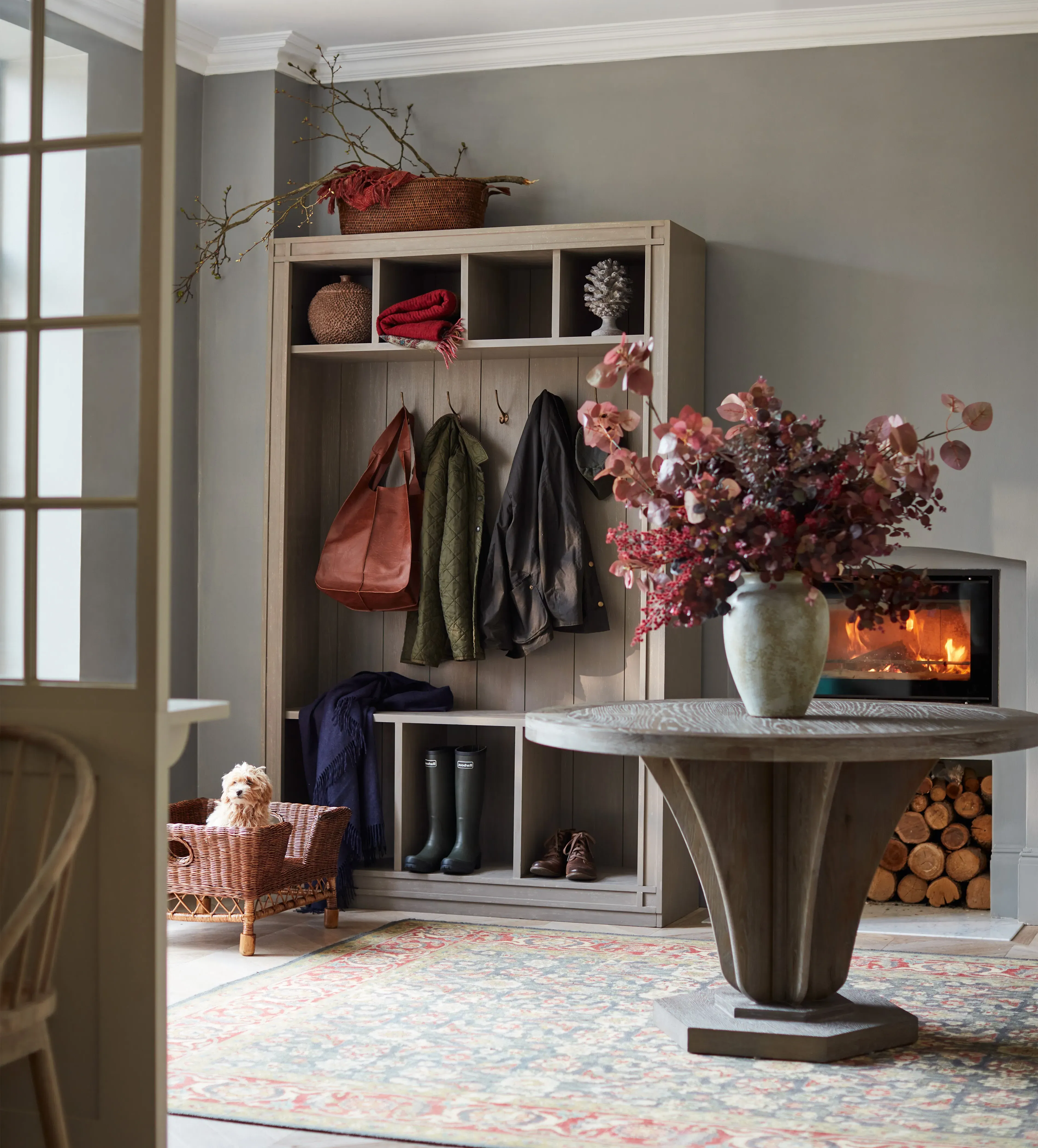 Hallway Storage Unit with Bench - Silver Birch