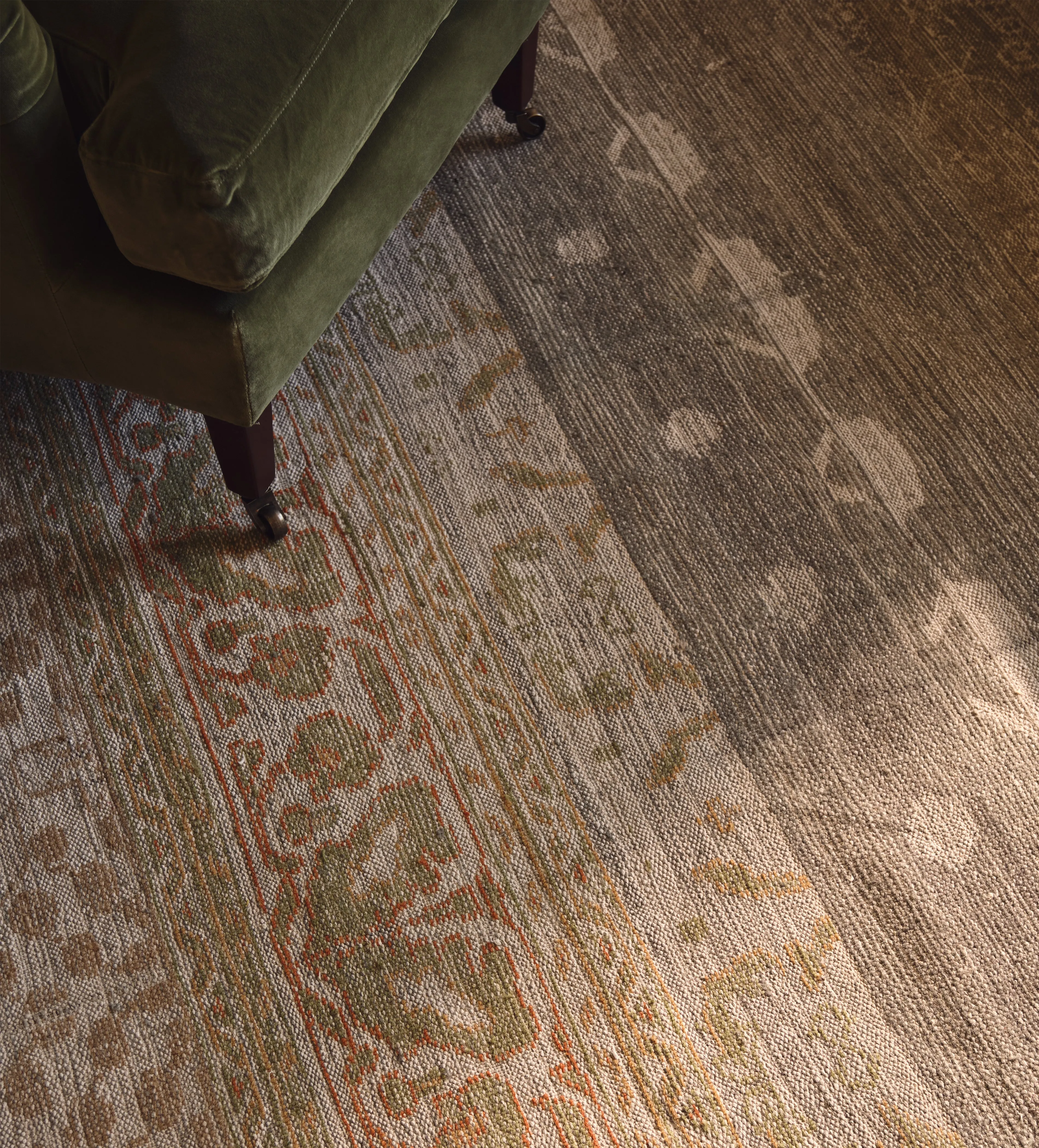 Hand-Knotted Rug with Abstract Pattern - Sage, Wool