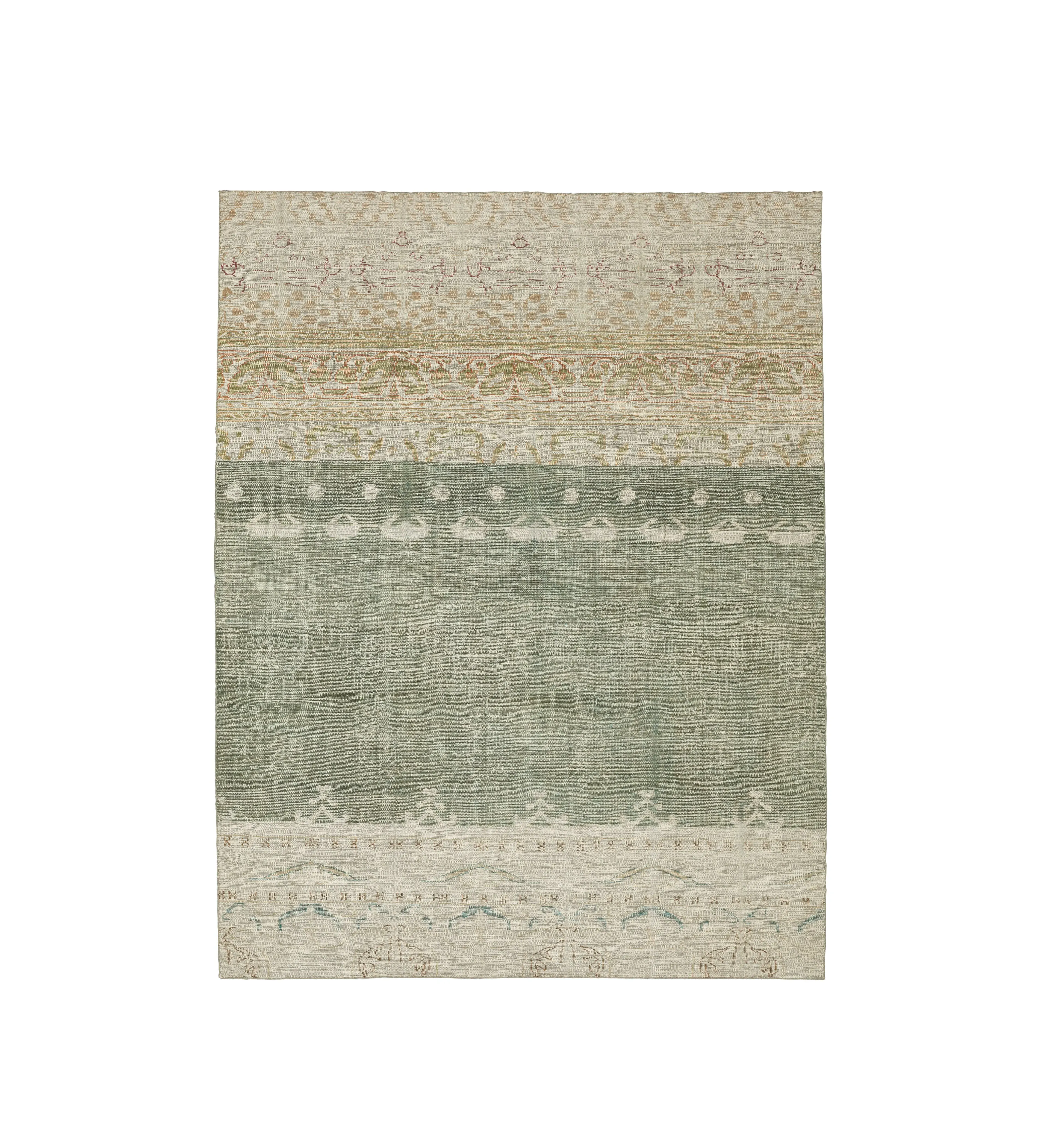 Hand-Knotted Rug with Abstract Pattern - Sage, Wool image