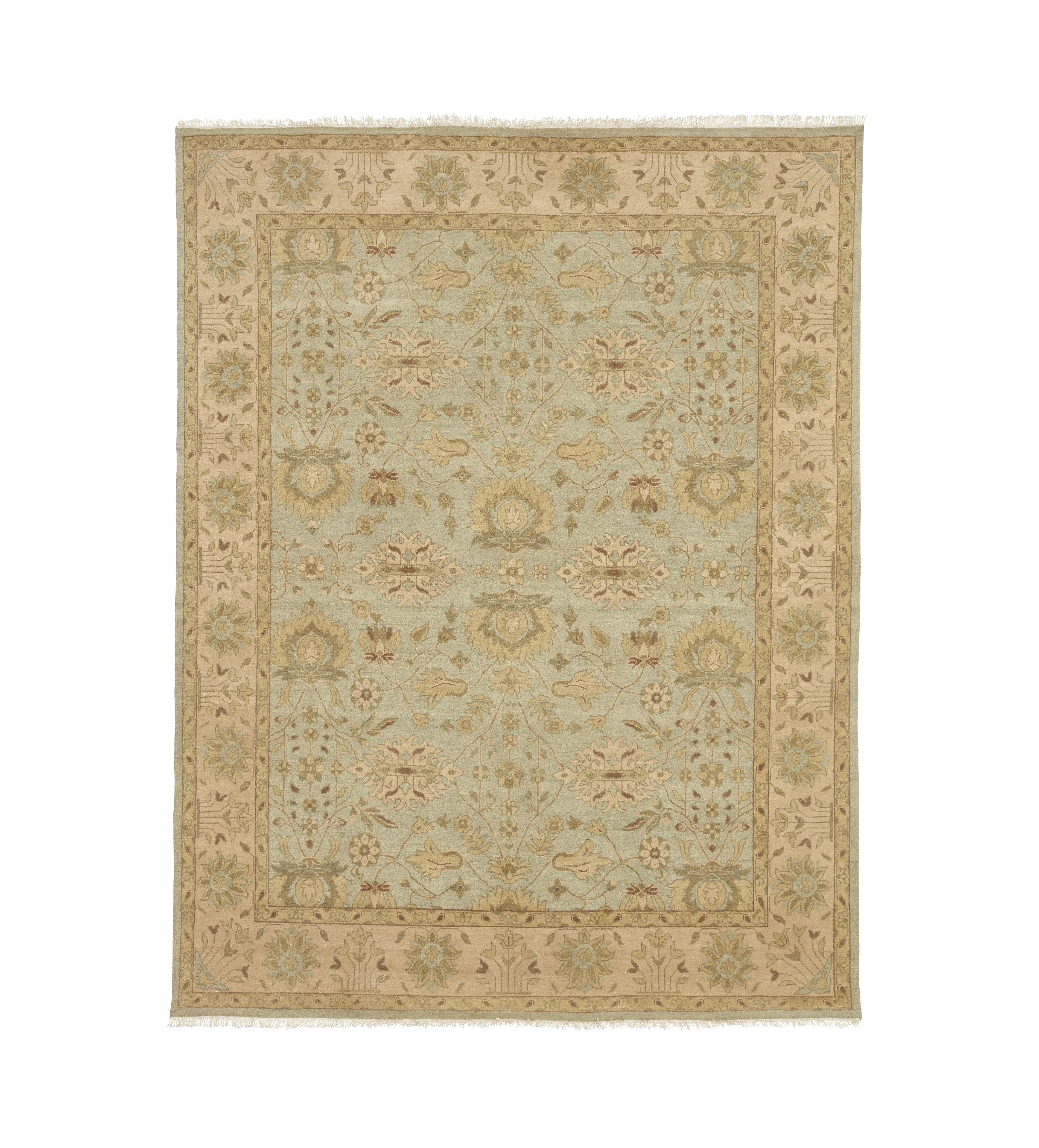 Hand-Knotted Rug with Floral Design - Lichen image