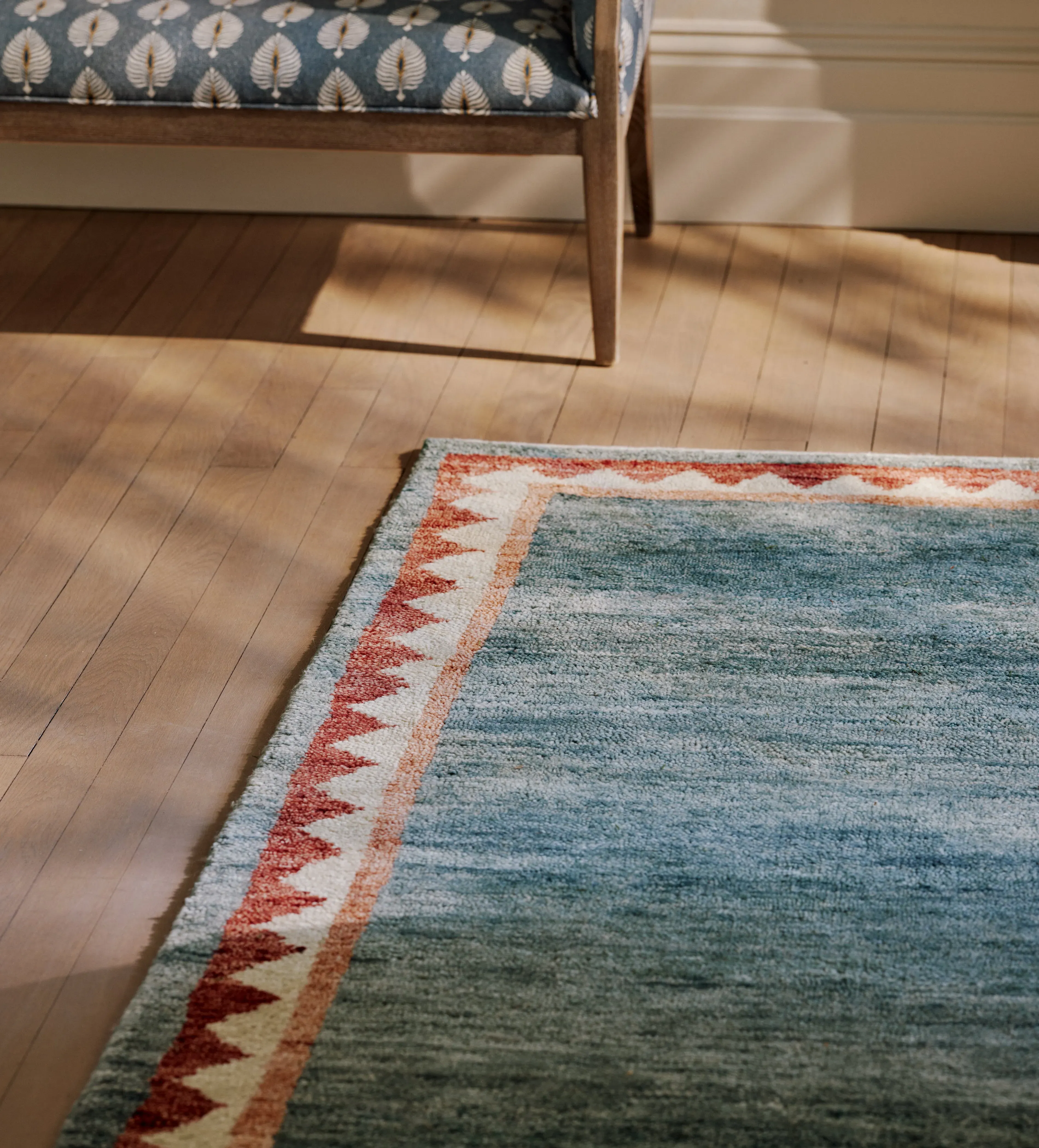 Hand-Knotted Rug with Ombré Effect - Blue, Wool