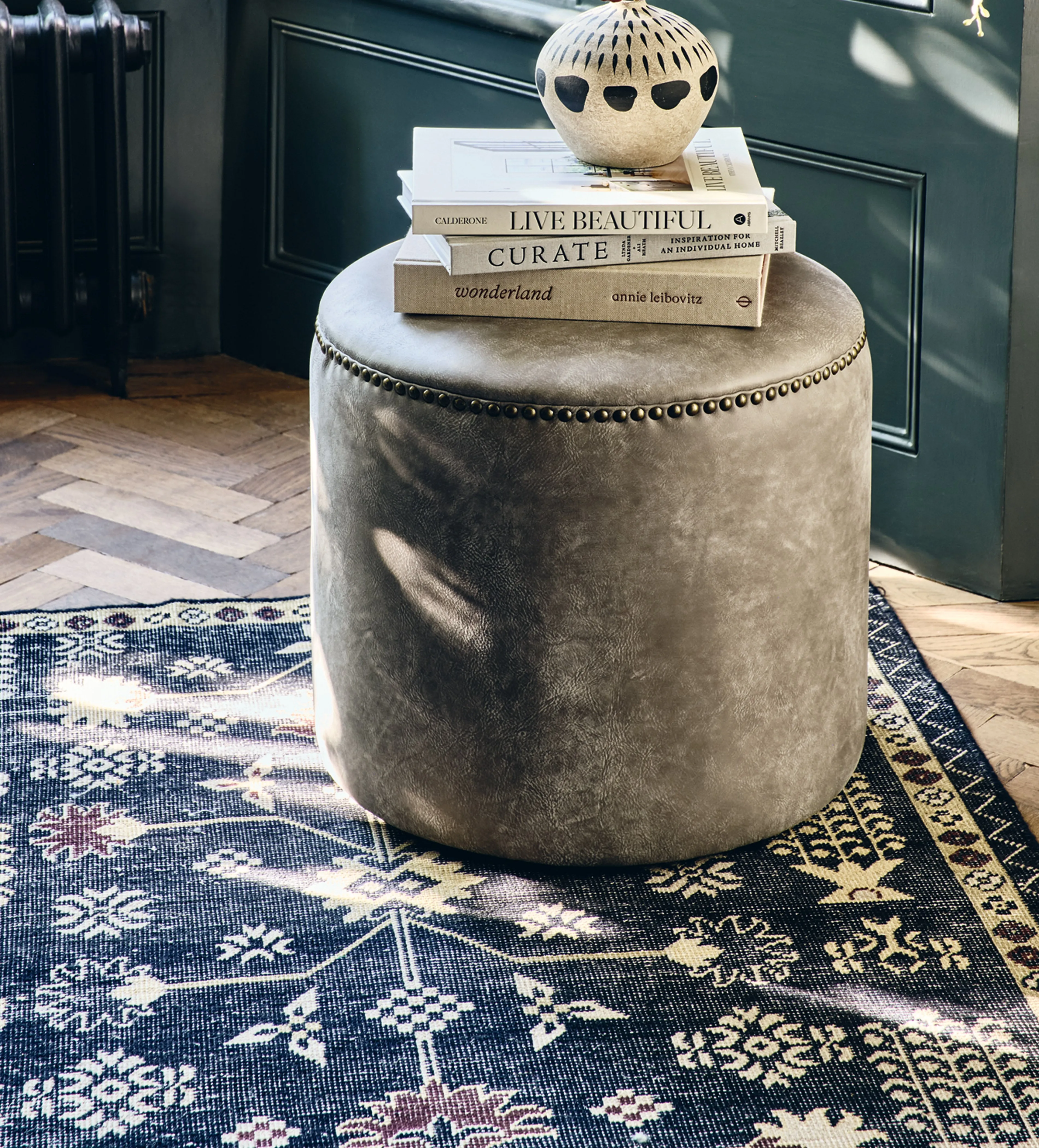Hand-Knotted Rug with Patterns - Navy