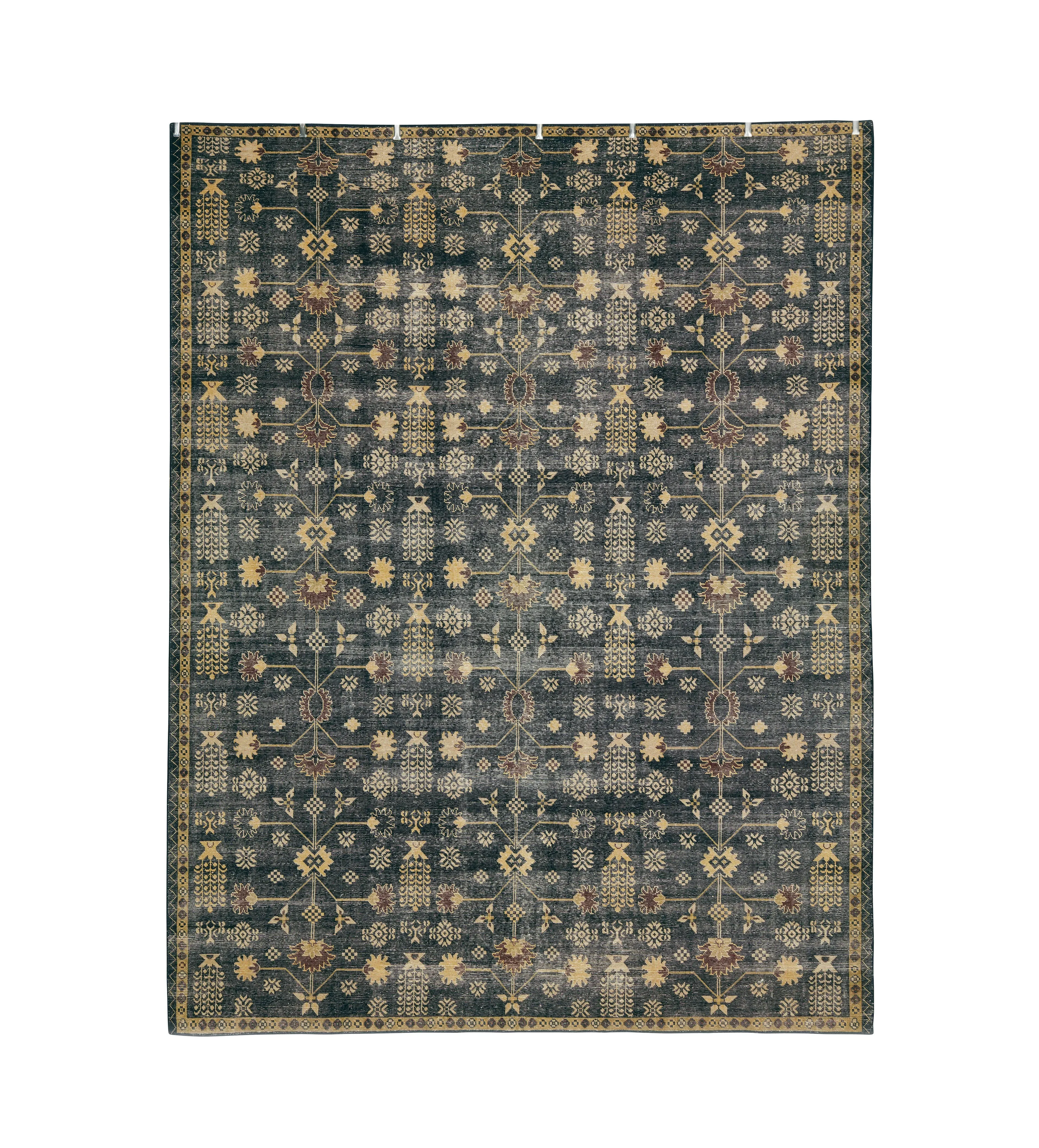 Hand-Knotted Rug with Patterns - Navy image